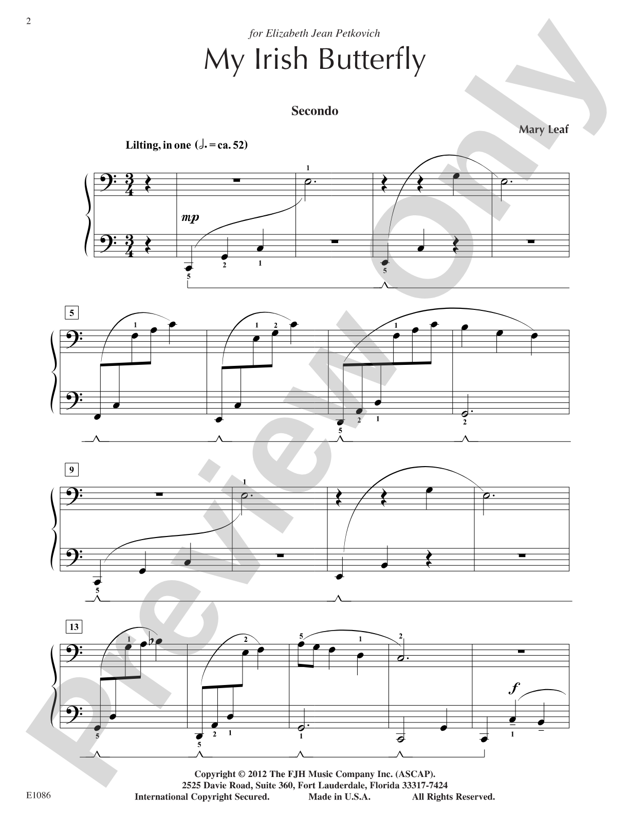My Irish Butterfly: Piano