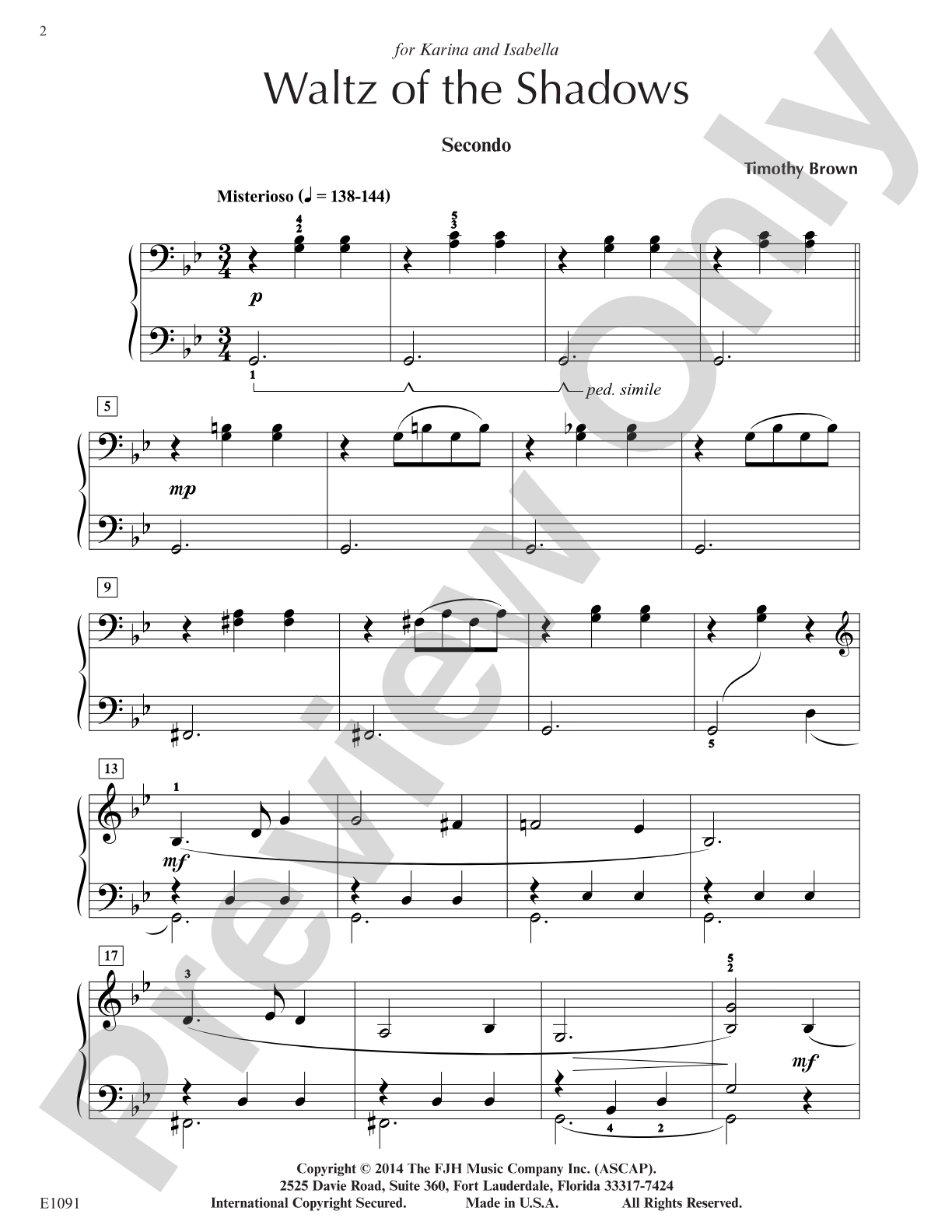 Waltz of the Shadows: Piano