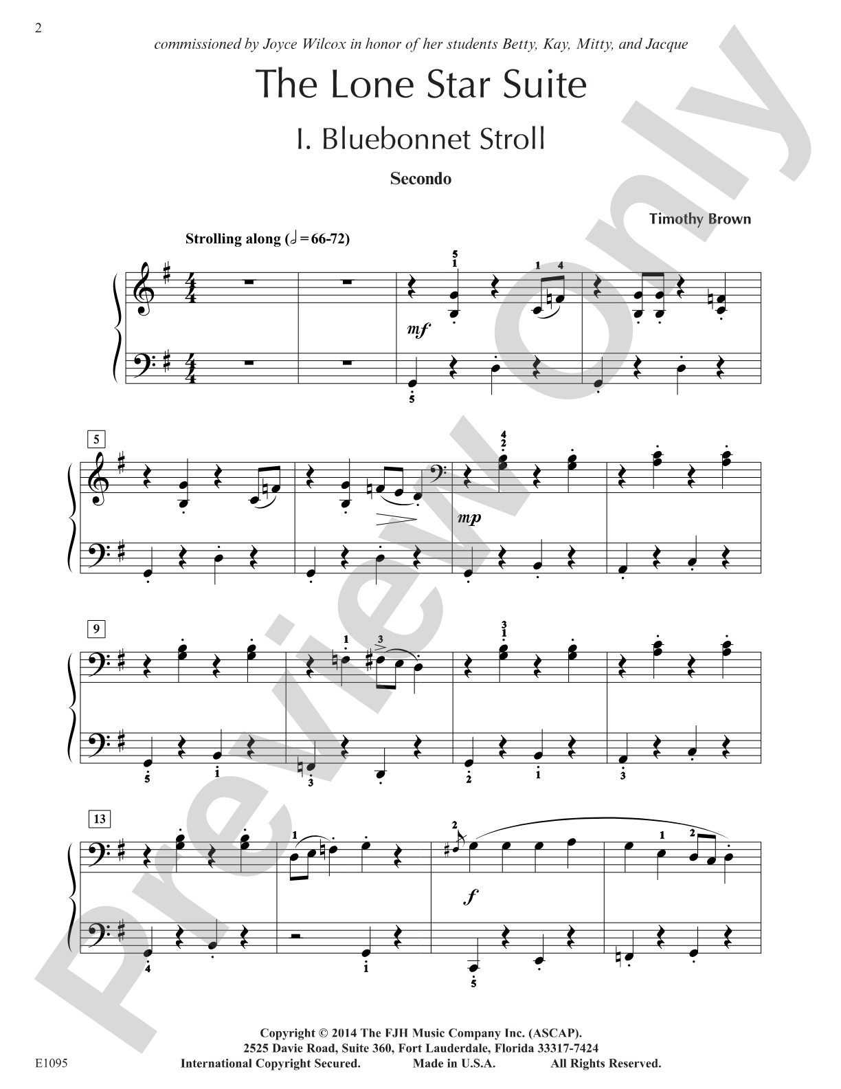 The Lone Star Suite: Piano