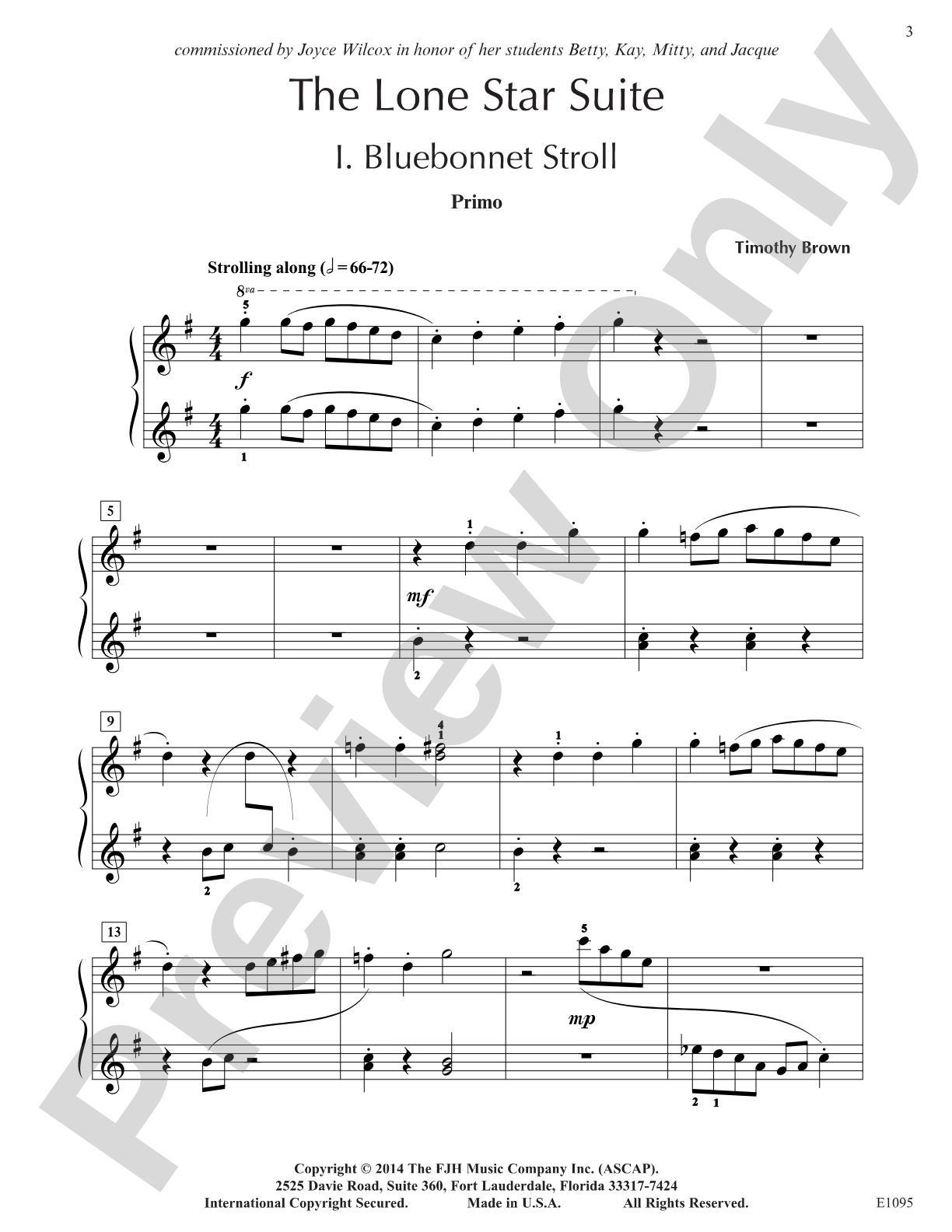 The Lone Star Suite: Piano