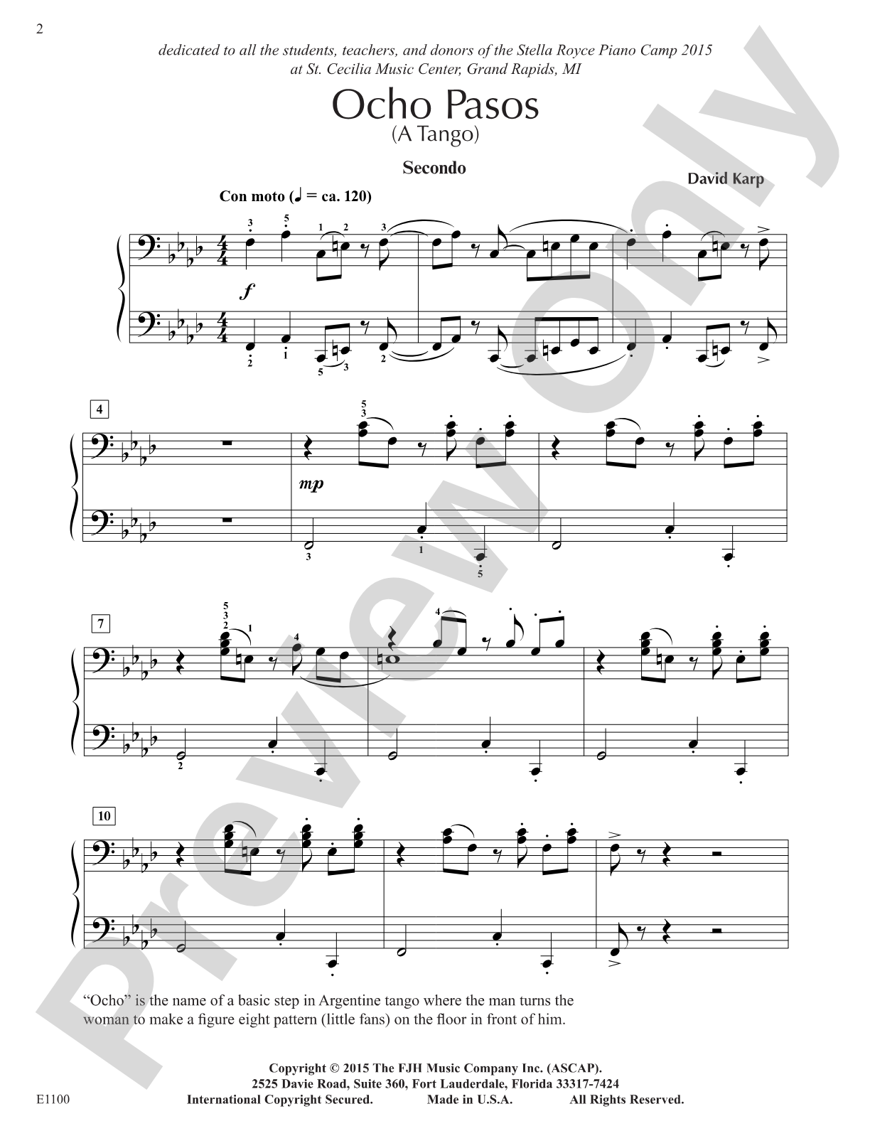 Ocho Pasos: Piano