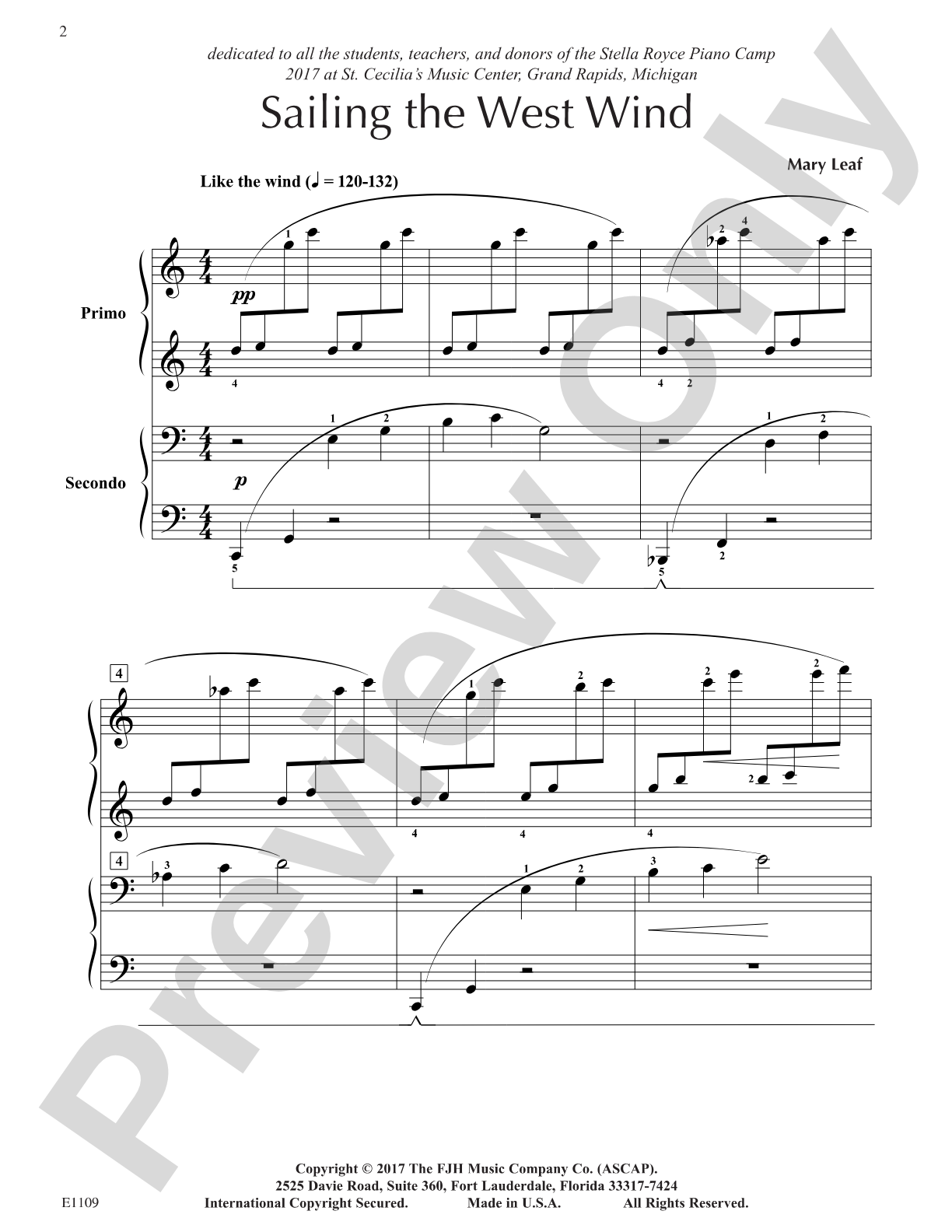 Sailing The West Wind: Piano