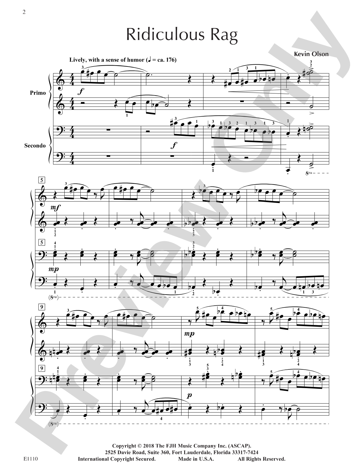 Ridiculous Rag: Piano