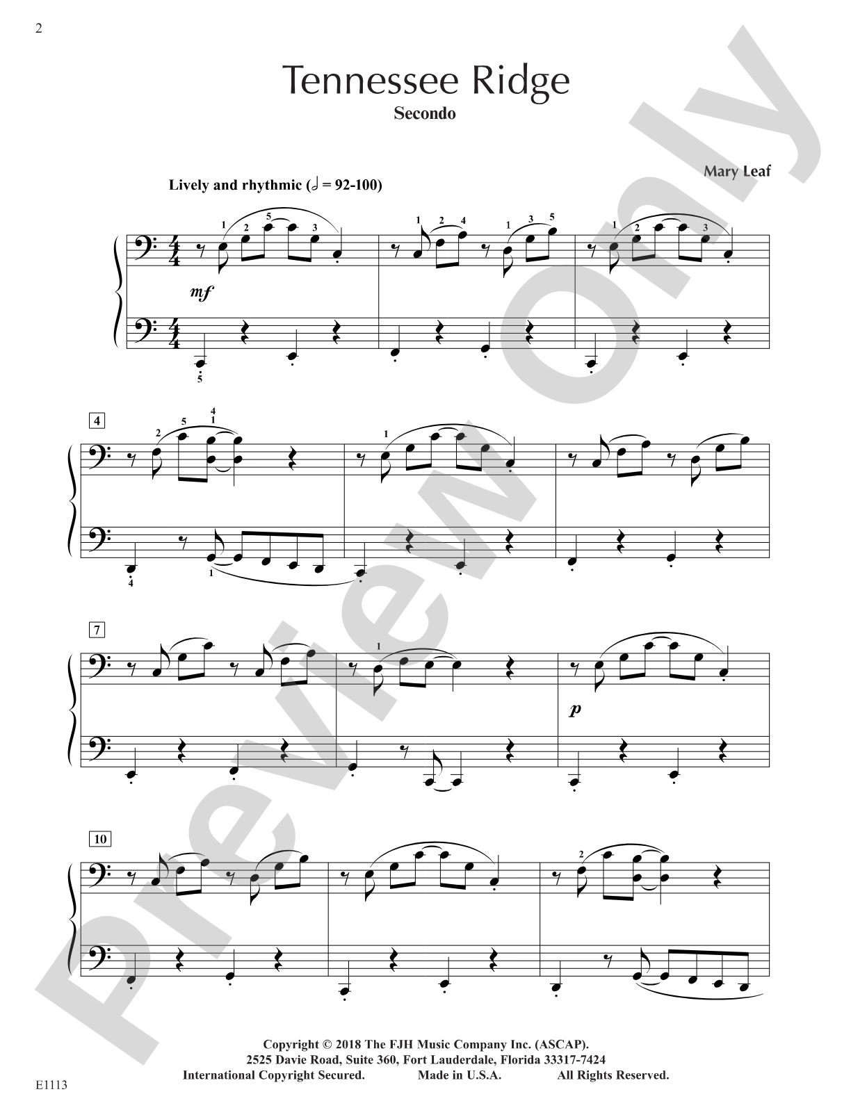 Tennessee Ridge: Piano