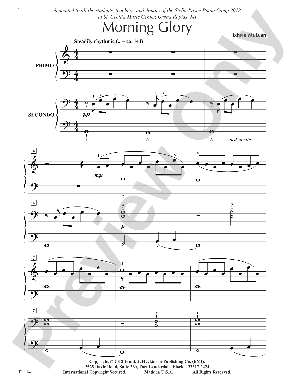 Morning Glory: Piano