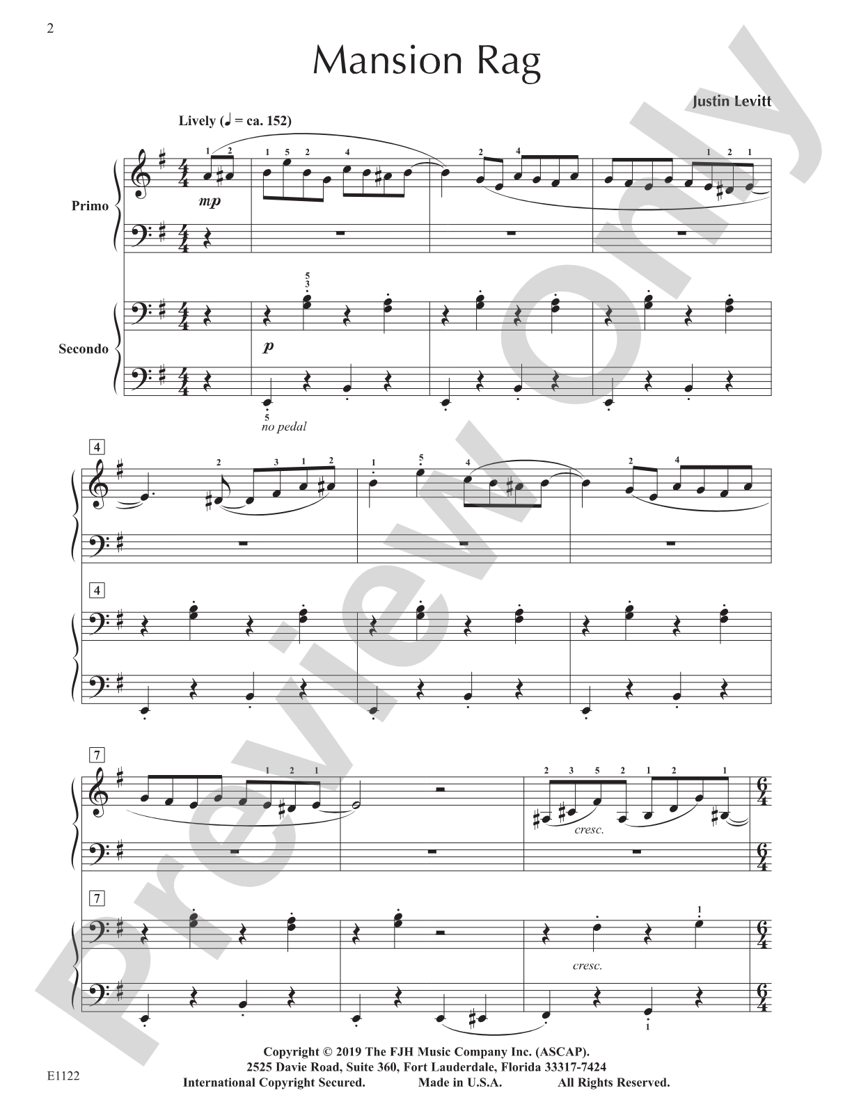 Mansion Rag: Piano