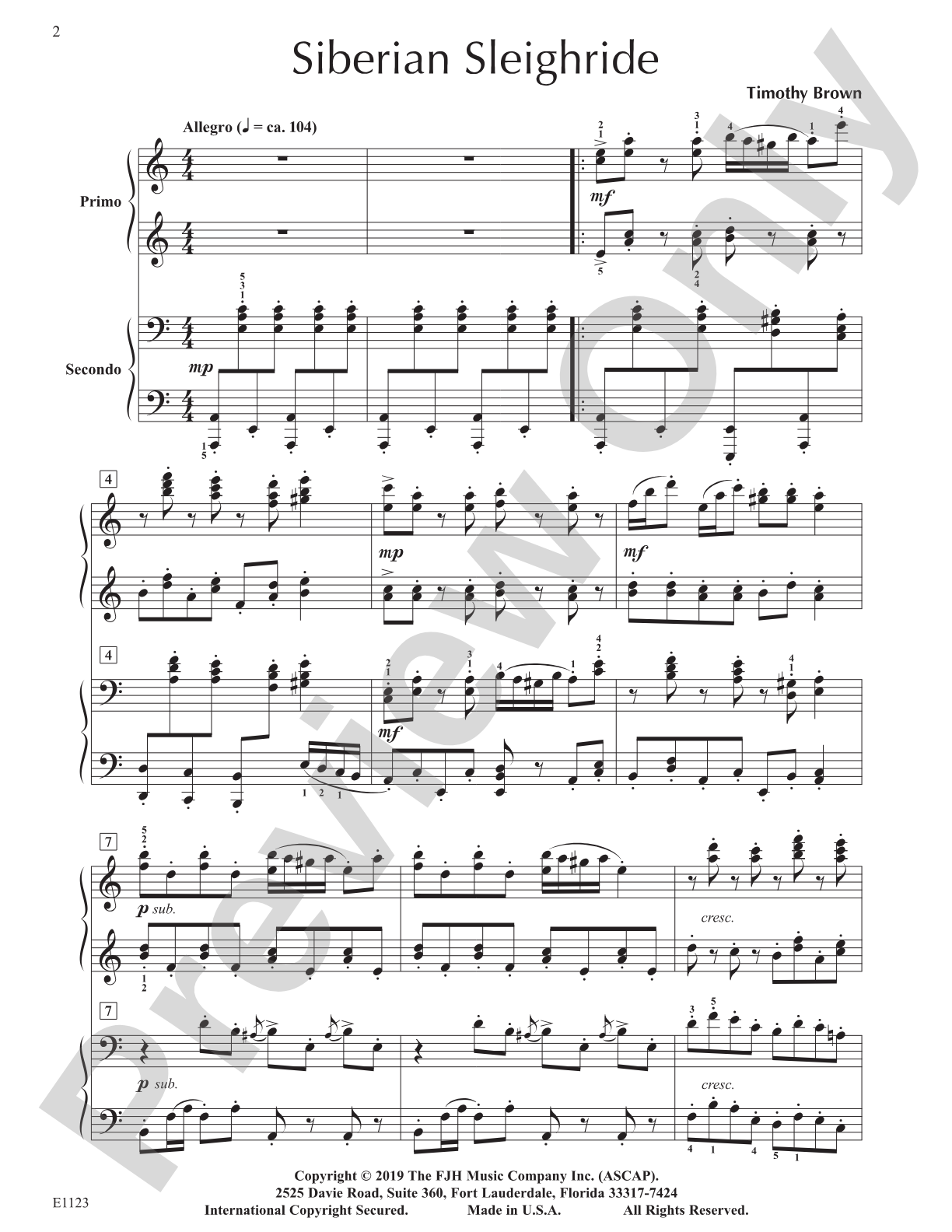 Siberian Sleighride: Piano