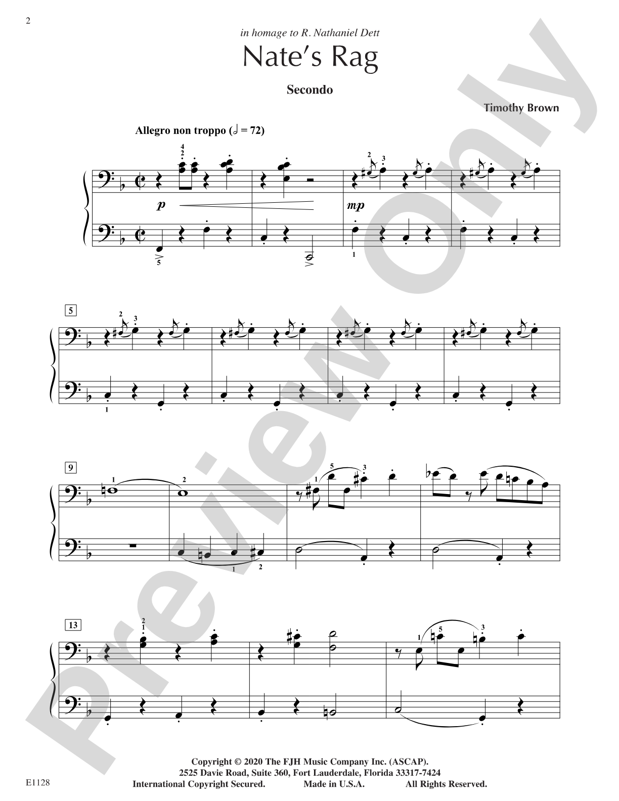 Nate's Rag: Piano