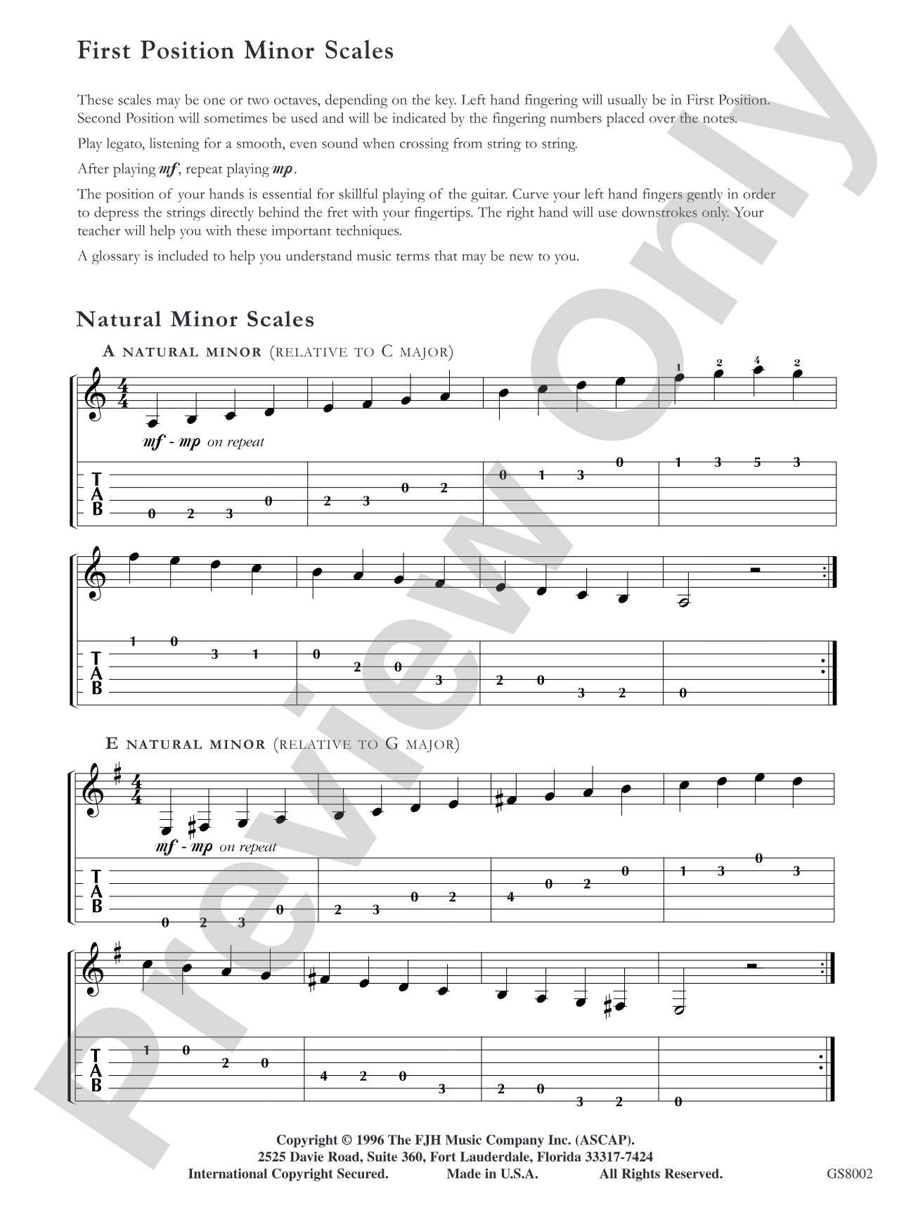No. 2, First Position Minor Scales: Easy Guitar