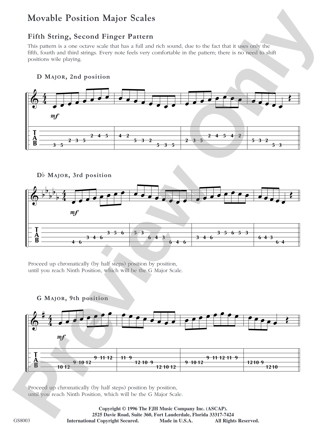 No. 3, Movable Position Major Scales: Easy Guitar