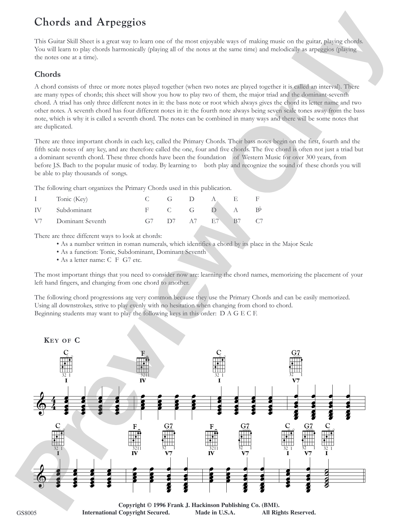 No. 5, Chords and Arpeggios: Easy Guitar