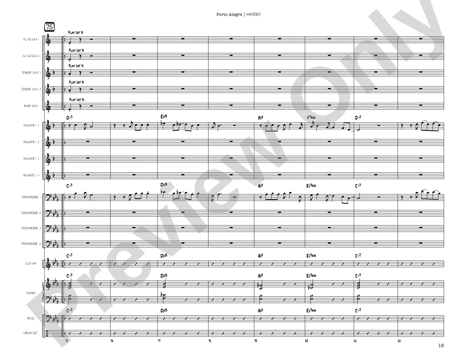 Porto Alegre: Jazz Ensemble Conductor Score & Parts
