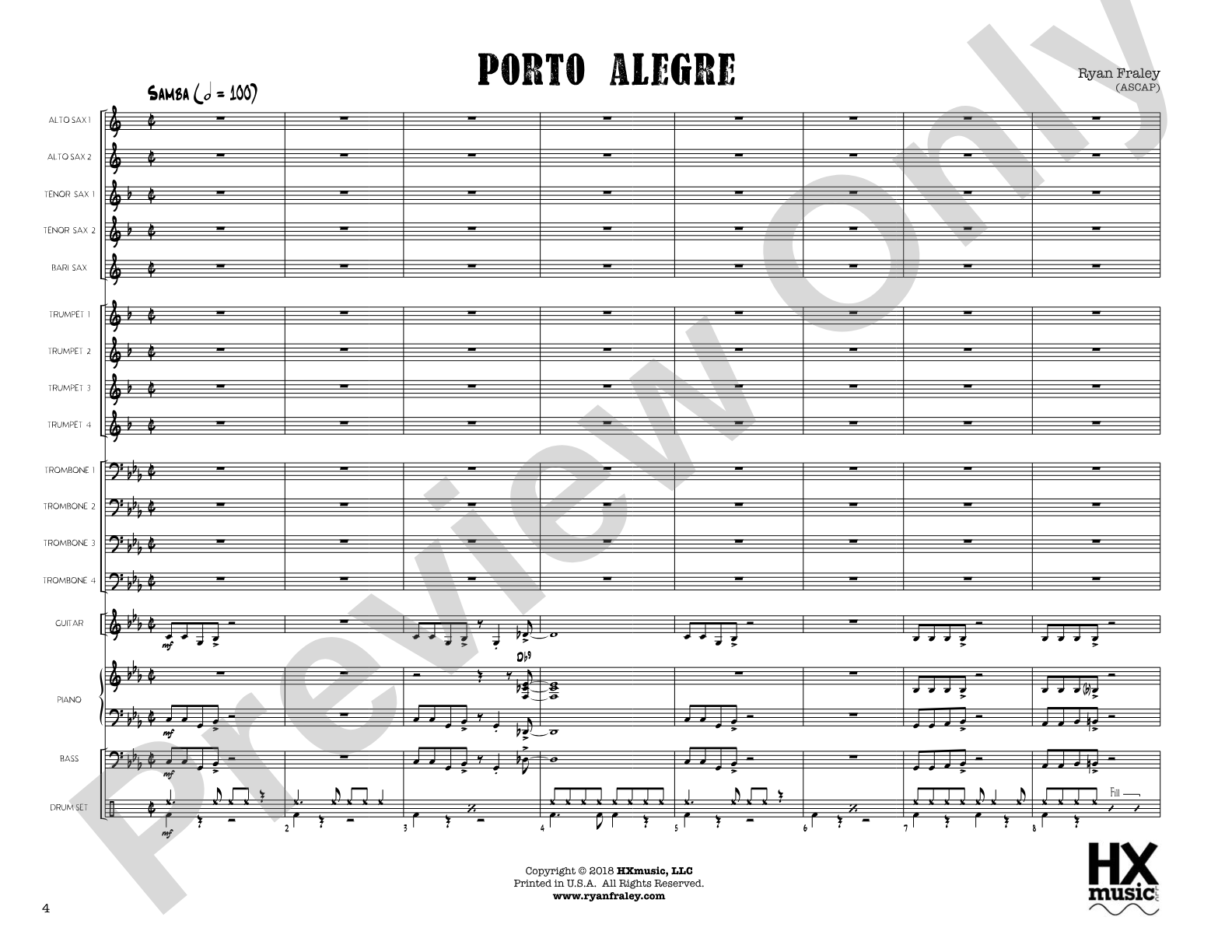 Porto Alegre: Jazz Ensemble Conductor Score & Parts