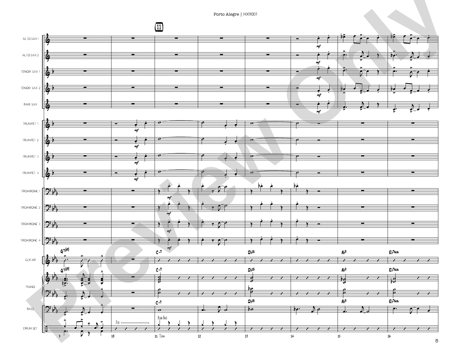 Porto Alegre: Jazz Ensemble Conductor Score & Parts