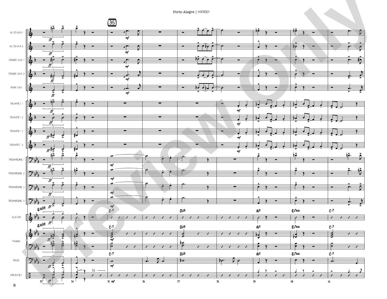 Porto Alegre: Jazz Ensemble Conductor Score & Parts
