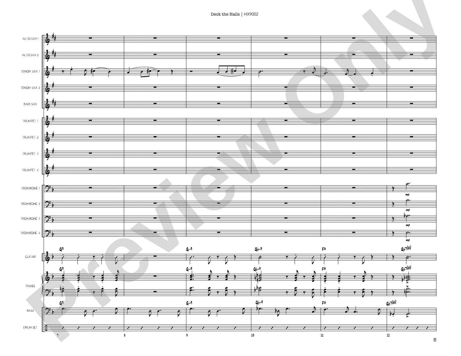 Deck the Halls: Jazz Ensemble Conductor Score & Parts