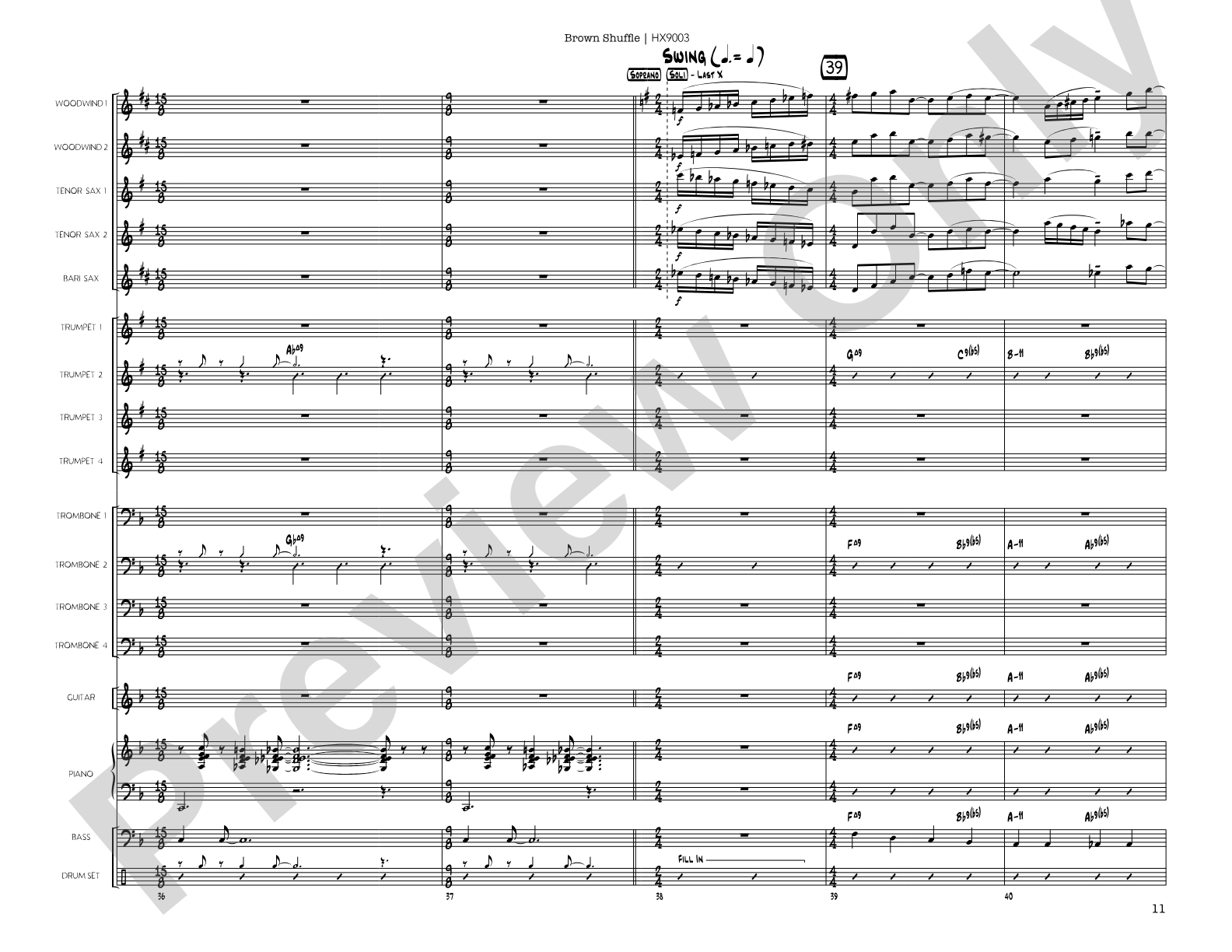 Brown Shuffle: Jazz Ensemble Conductor Score & Parts
