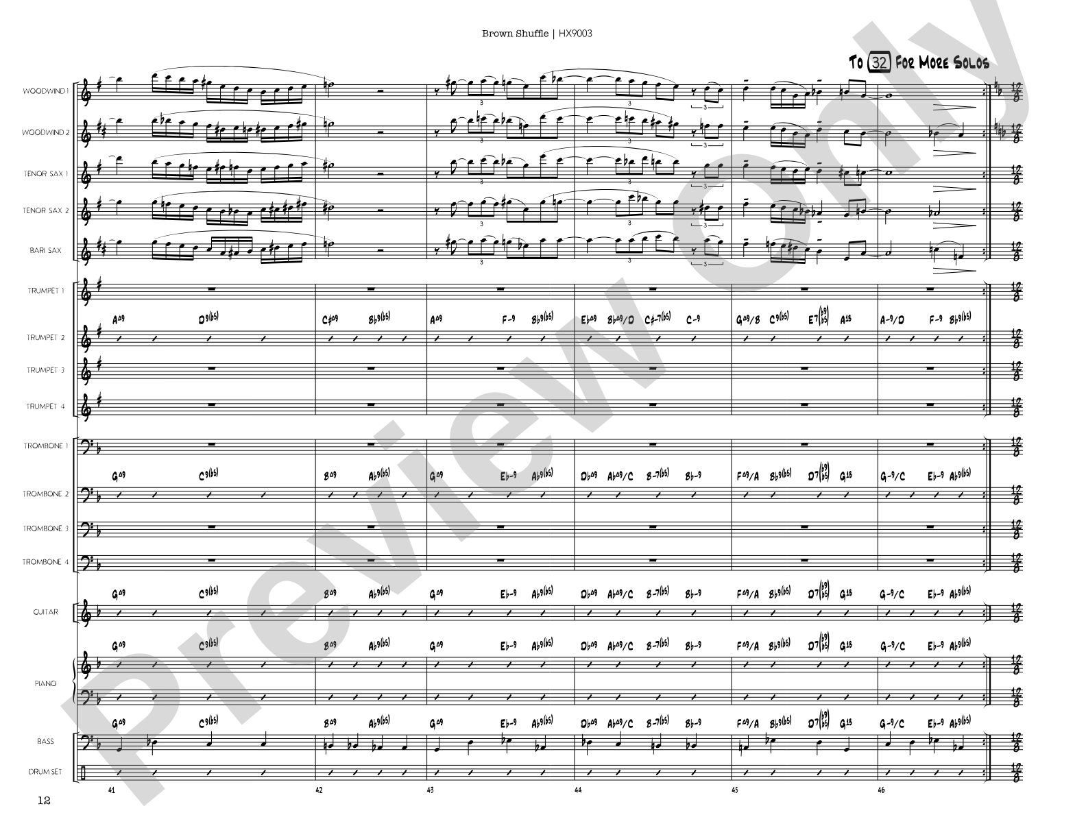 Brown Shuffle: Jazz Ensemble Conductor Score & Parts