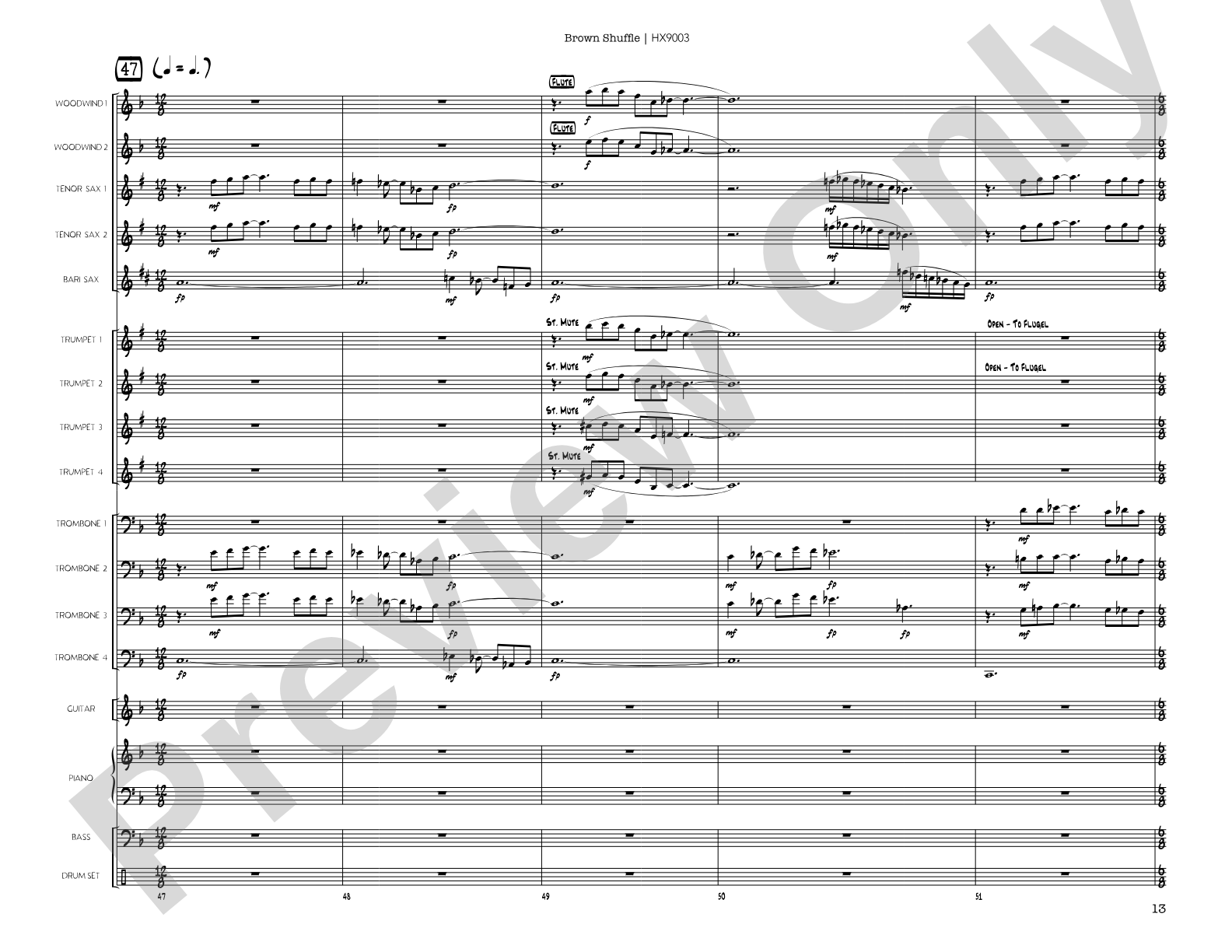 Brown Shuffle: Jazz Ensemble Conductor Score & Parts