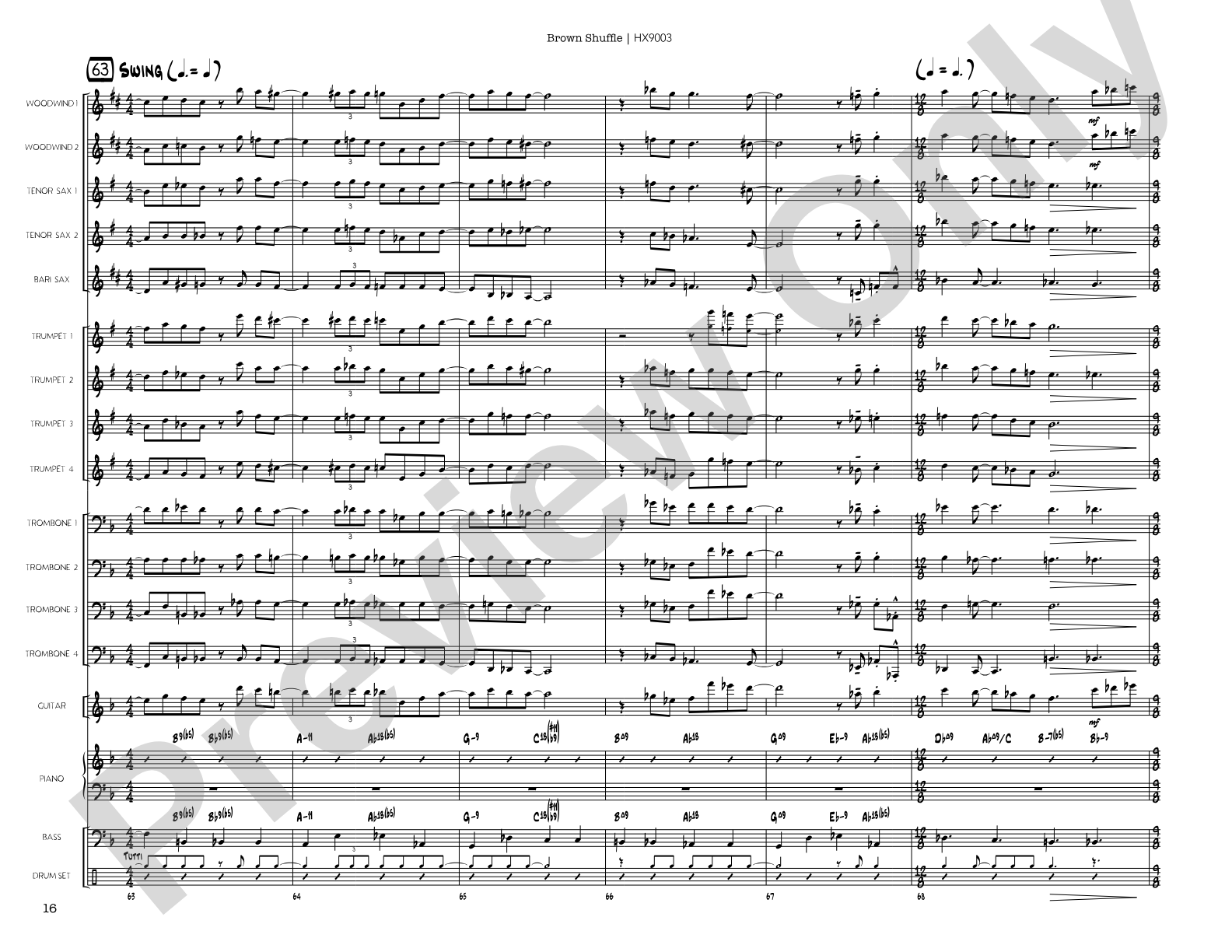 Brown Shuffle: Jazz Ensemble Conductor Score & Parts