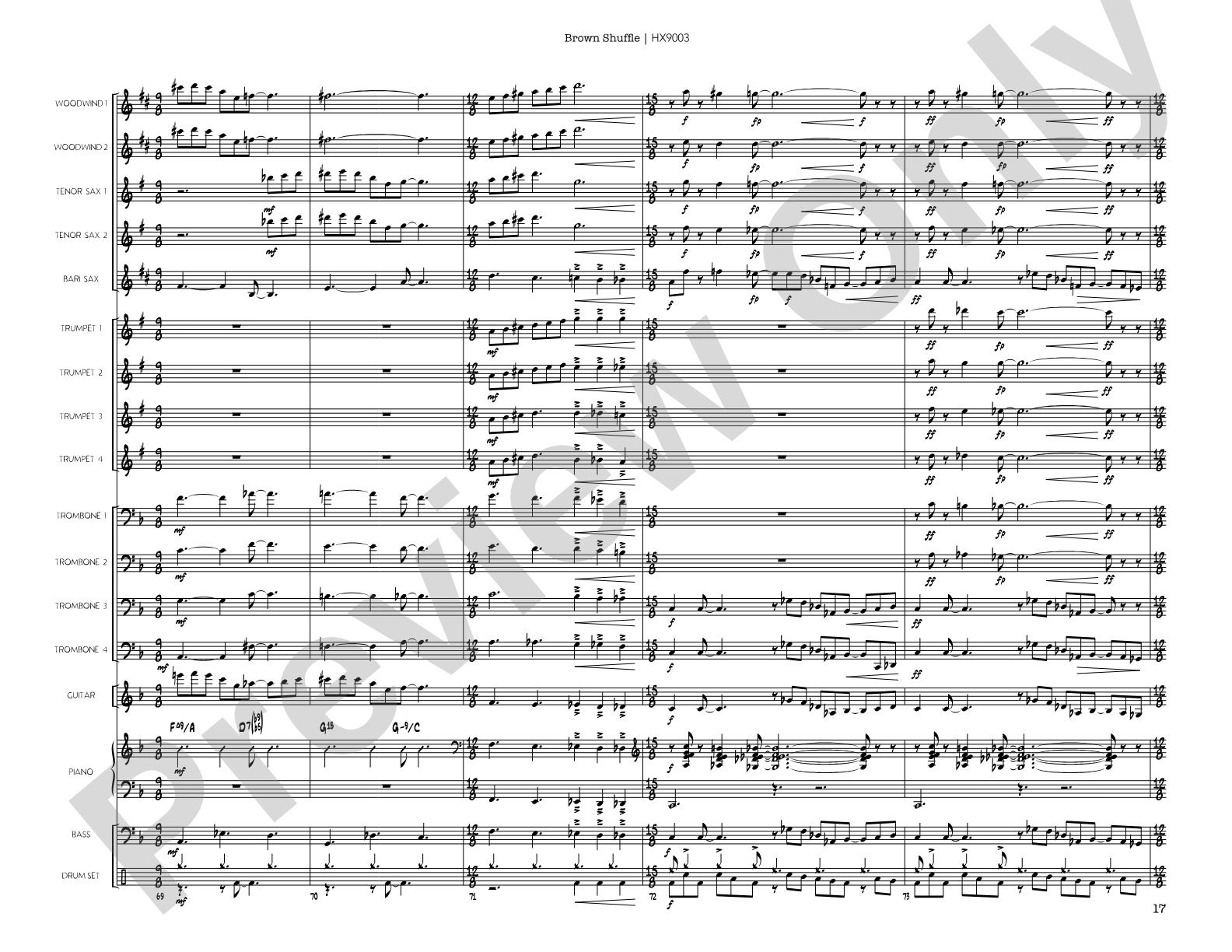 Brown Shuffle: Jazz Ensemble Conductor Score & Parts
