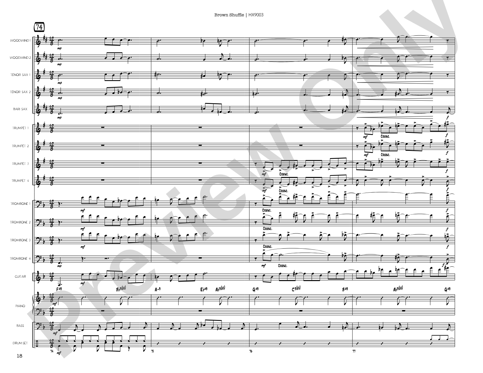 Brown Shuffle: Jazz Ensemble Conductor Score & Parts