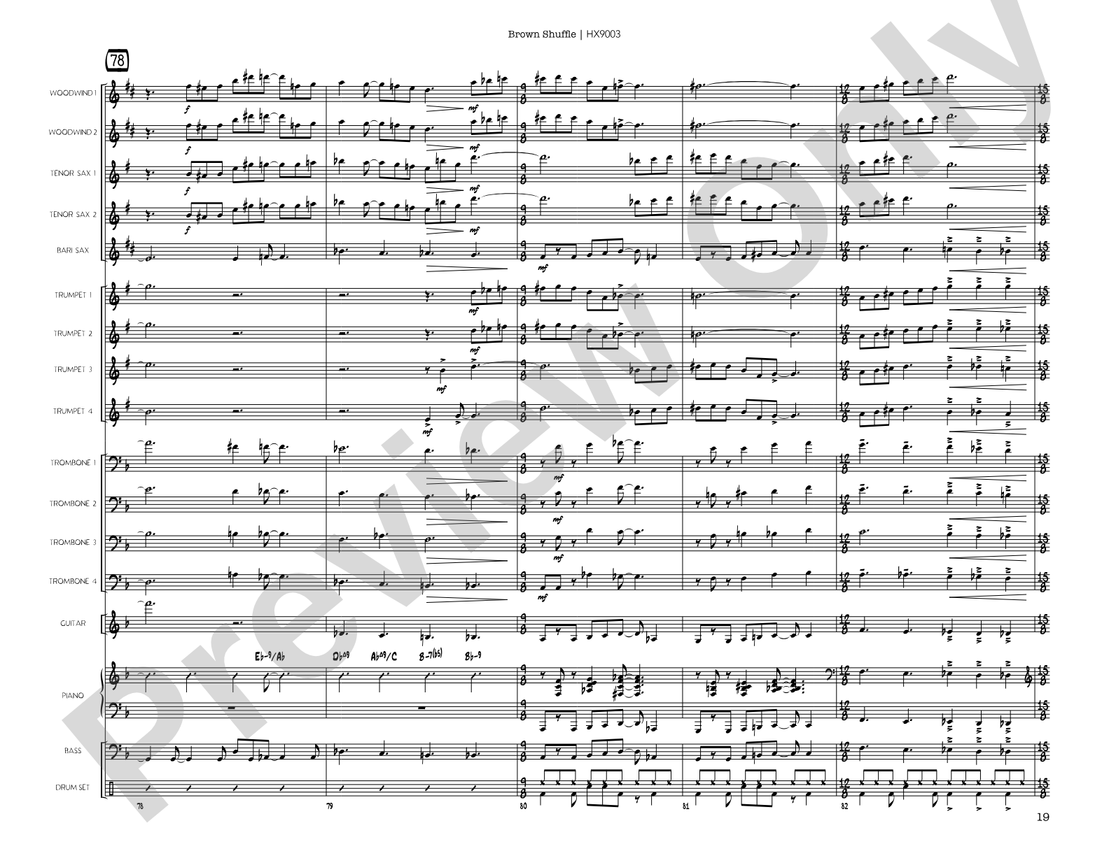 Brown Shuffle: Jazz Ensemble Conductor Score & Parts