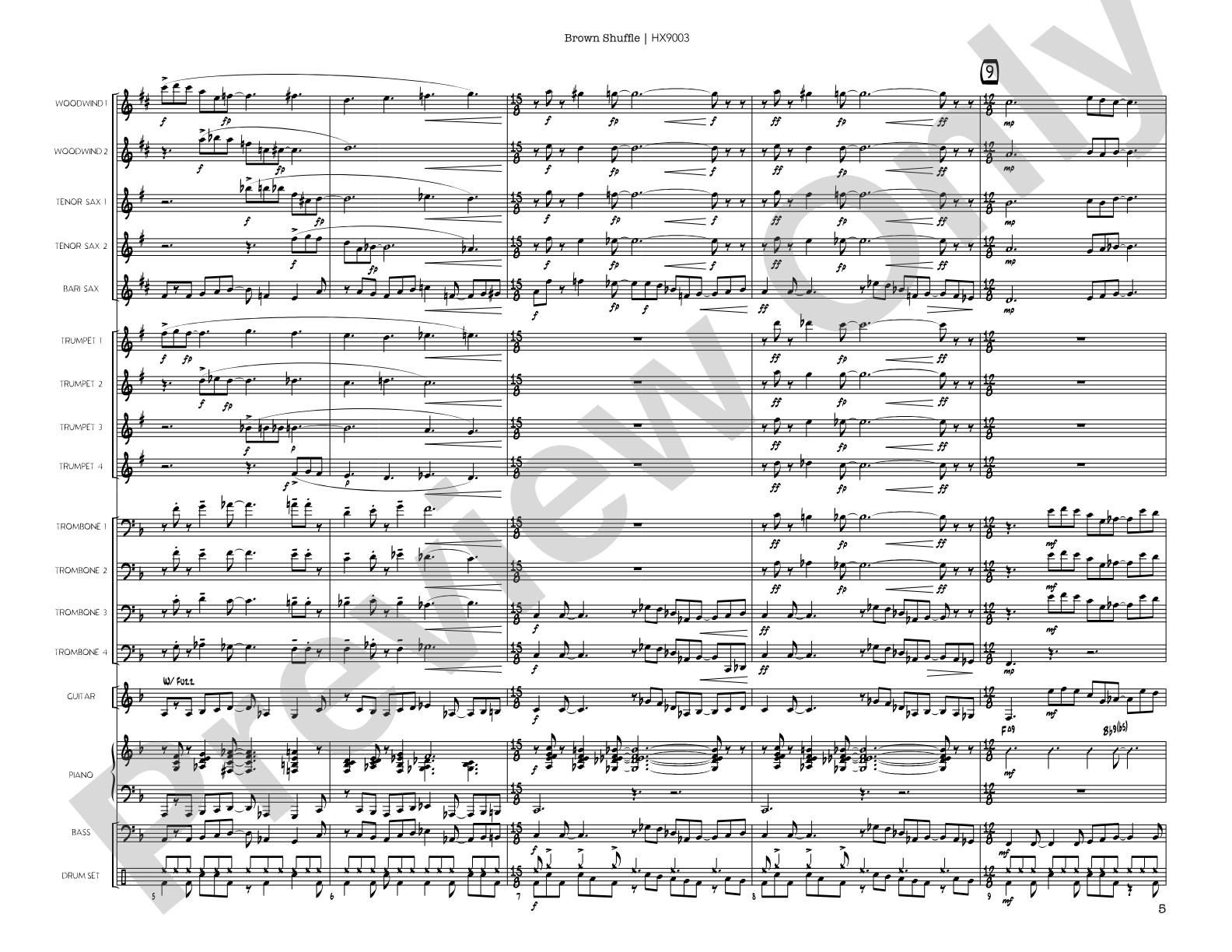 Brown Shuffle: Jazz Ensemble Conductor Score & Parts