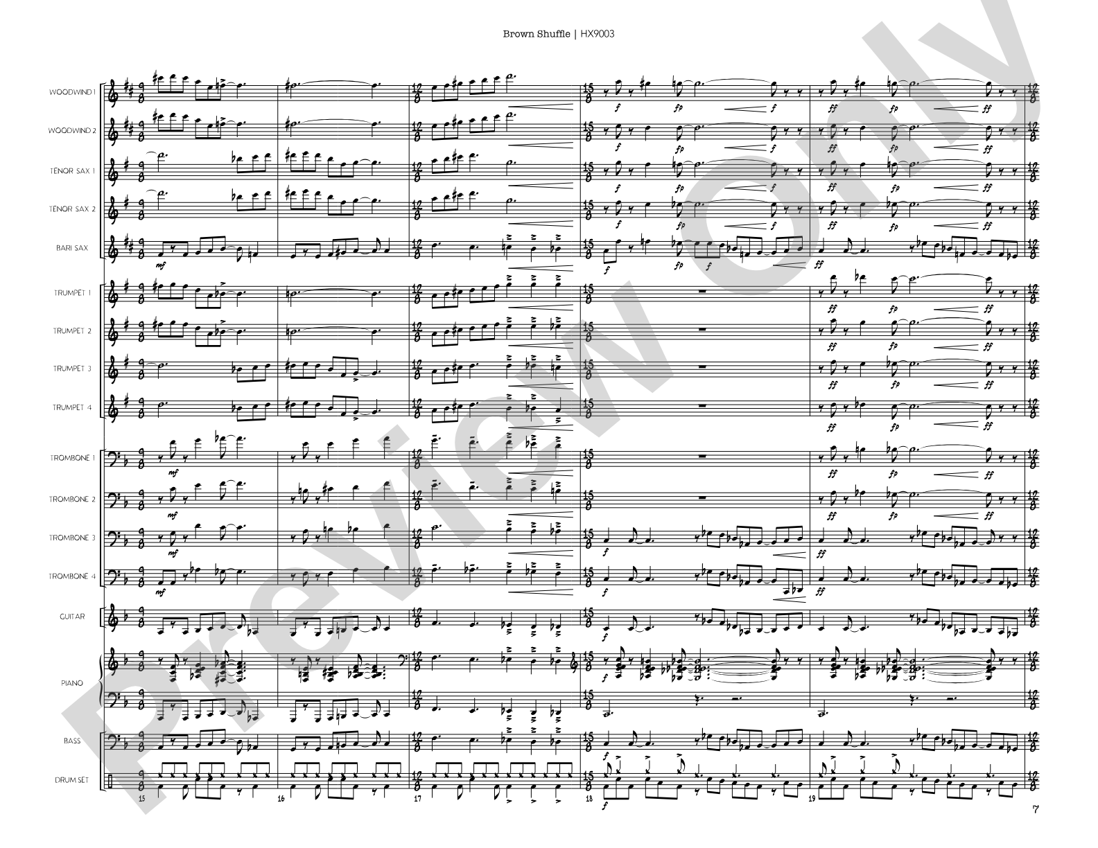Brown Shuffle: Jazz Ensemble Conductor Score & Parts