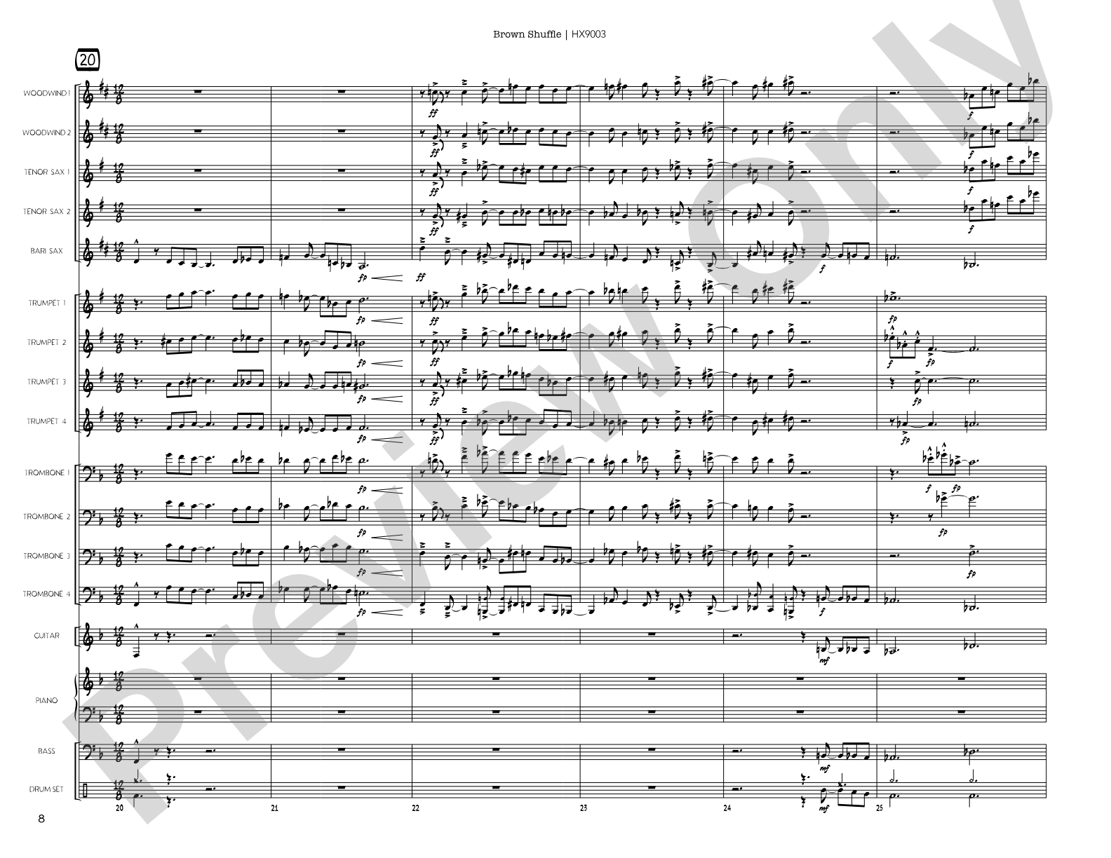 Brown Shuffle: Jazz Ensemble Conductor Score & Parts