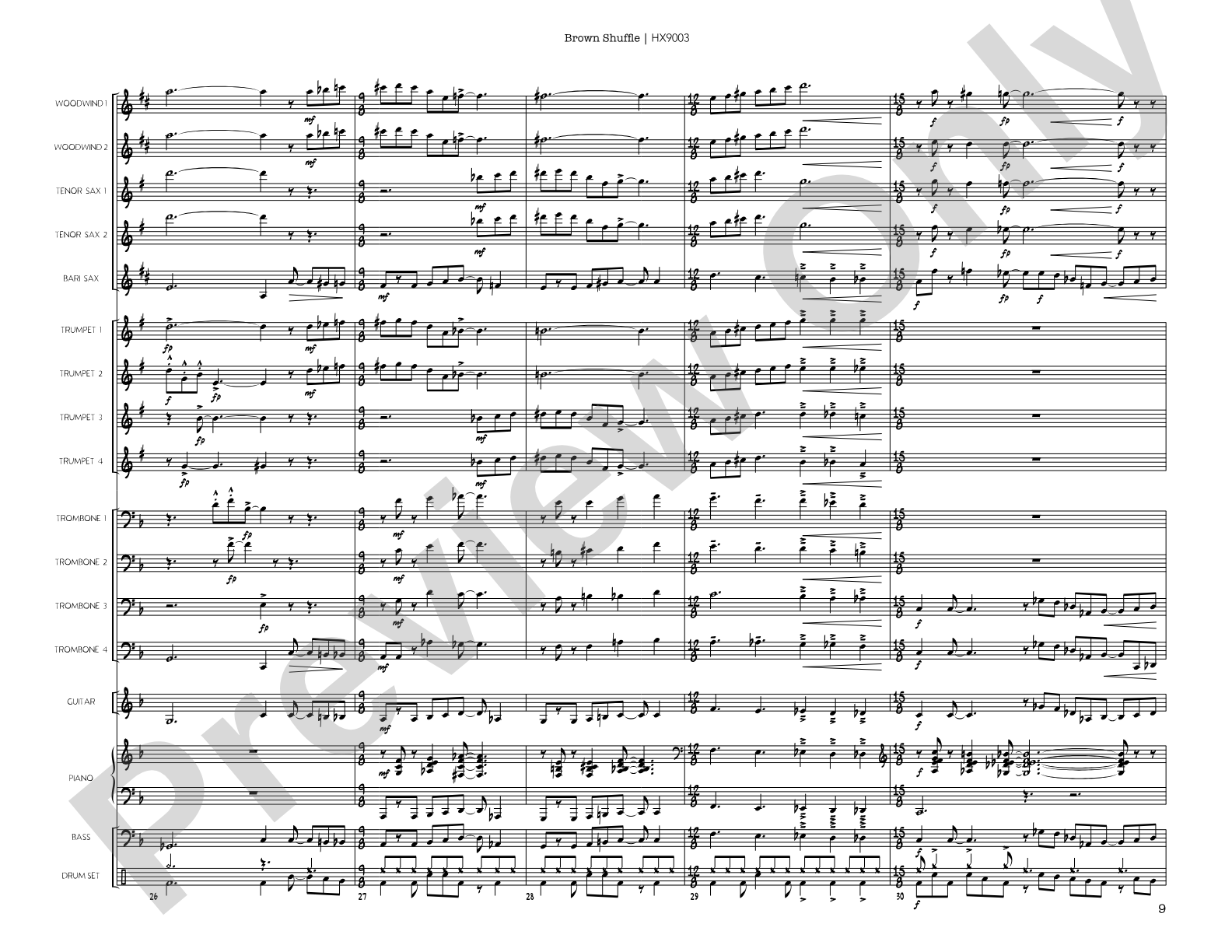 Brown Shuffle: Jazz Ensemble Conductor Score & Parts