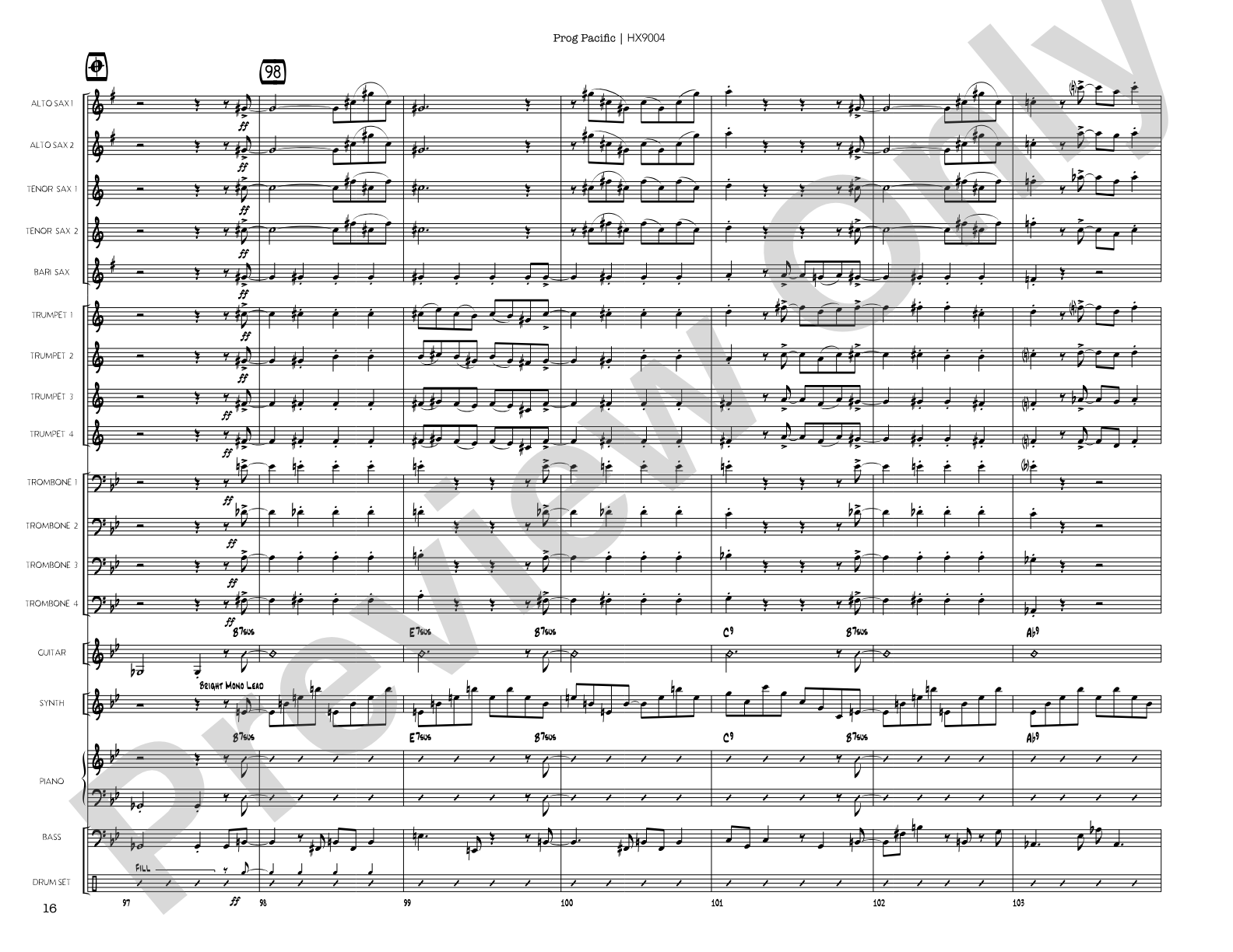 Prog Pacific: Jazz Ensemble Conductor Score & Parts