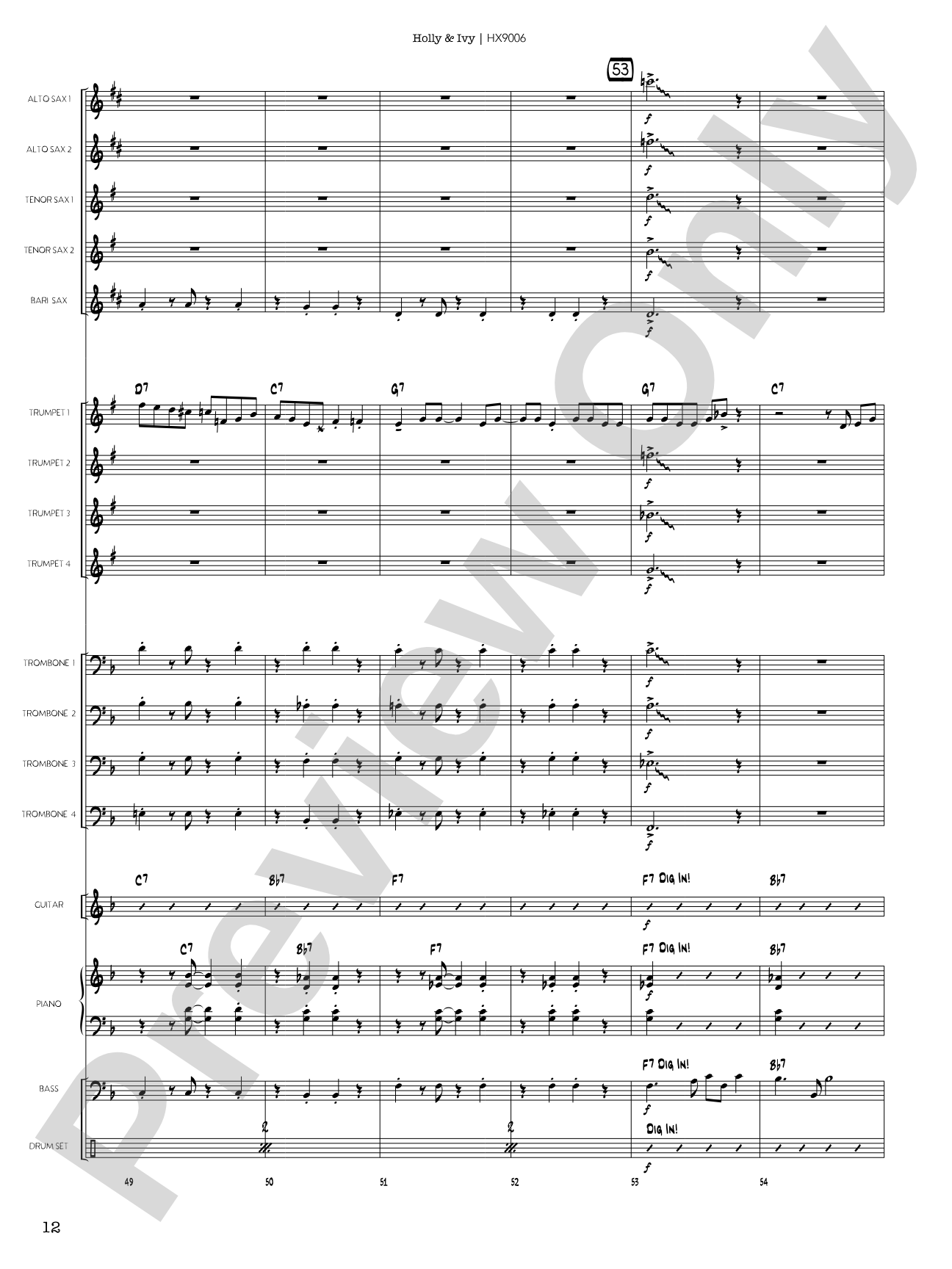 Holly & Ivy: Jazz Ensemble Conductor Score & Parts