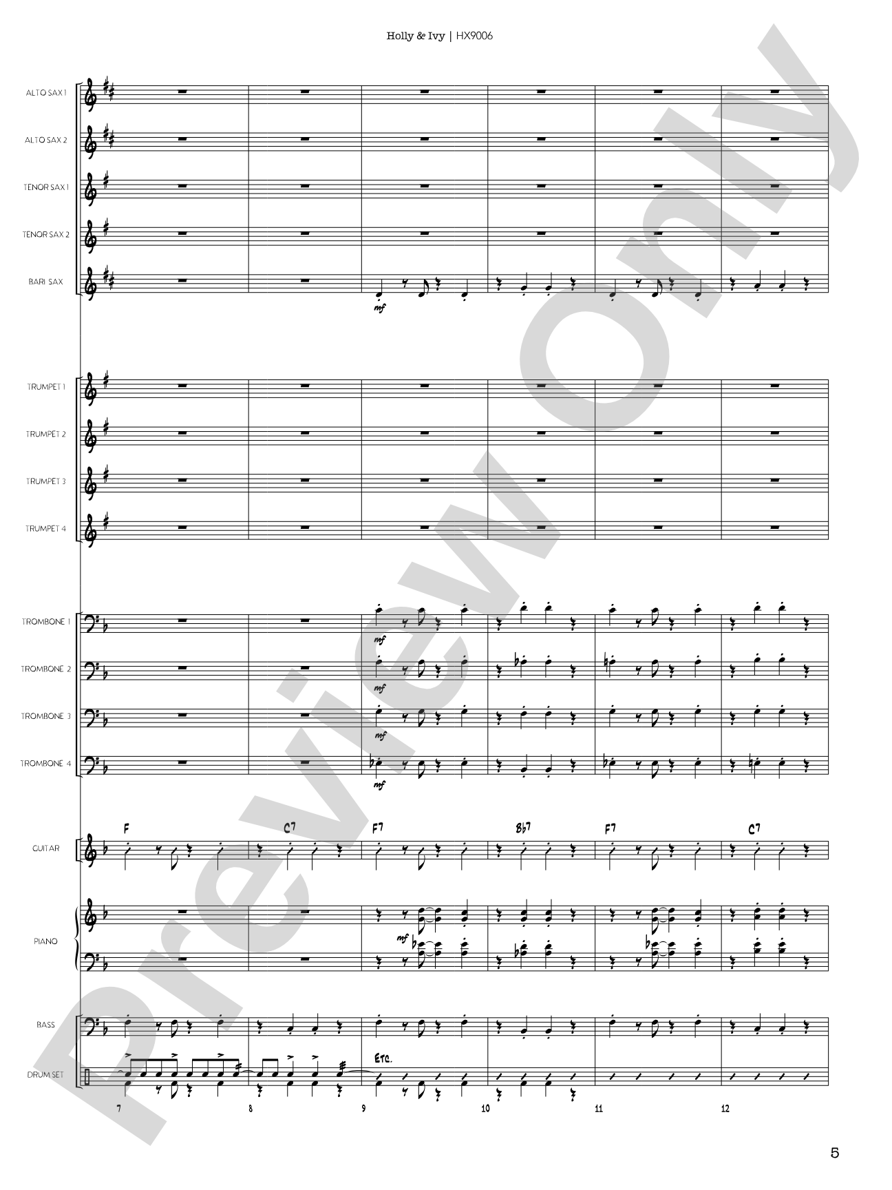 Holly & Ivy: Jazz Ensemble Conductor Score & Parts
