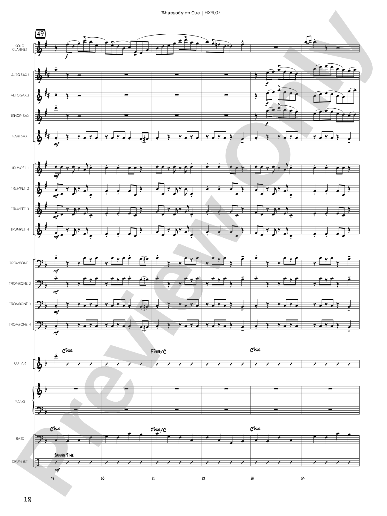 Rhapsody on Cue: Score