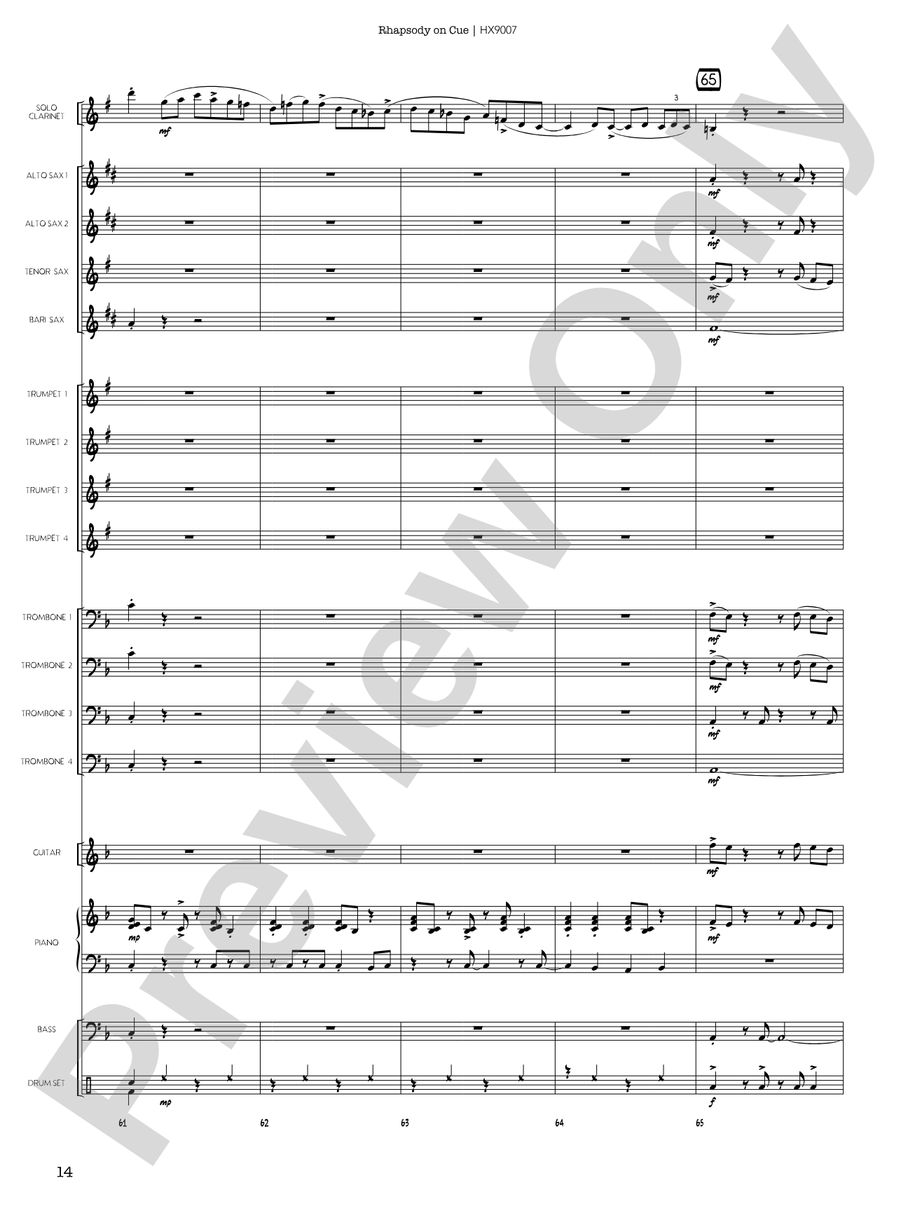 Rhapsody on Cue: Score