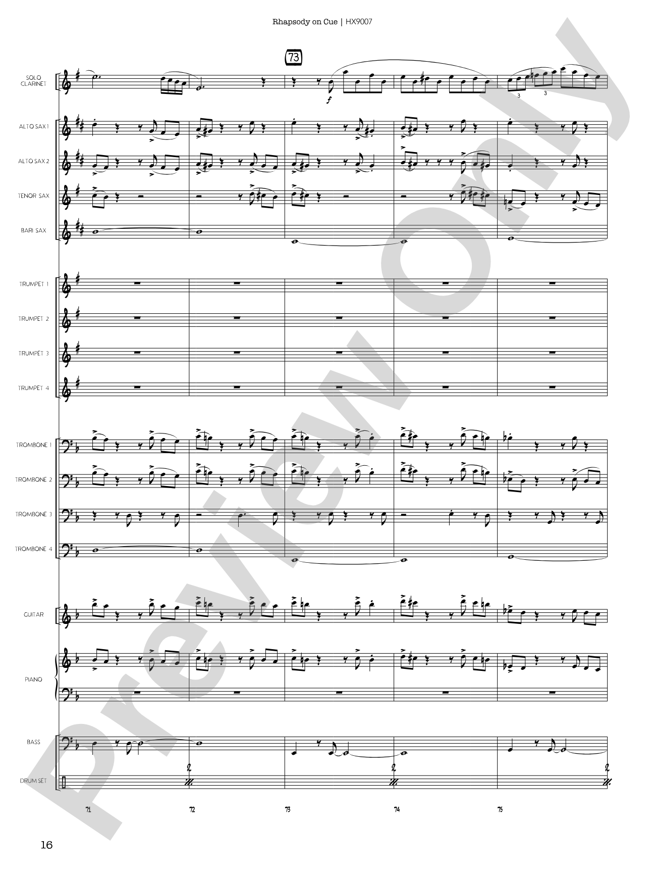 Rhapsody on Cue: Score