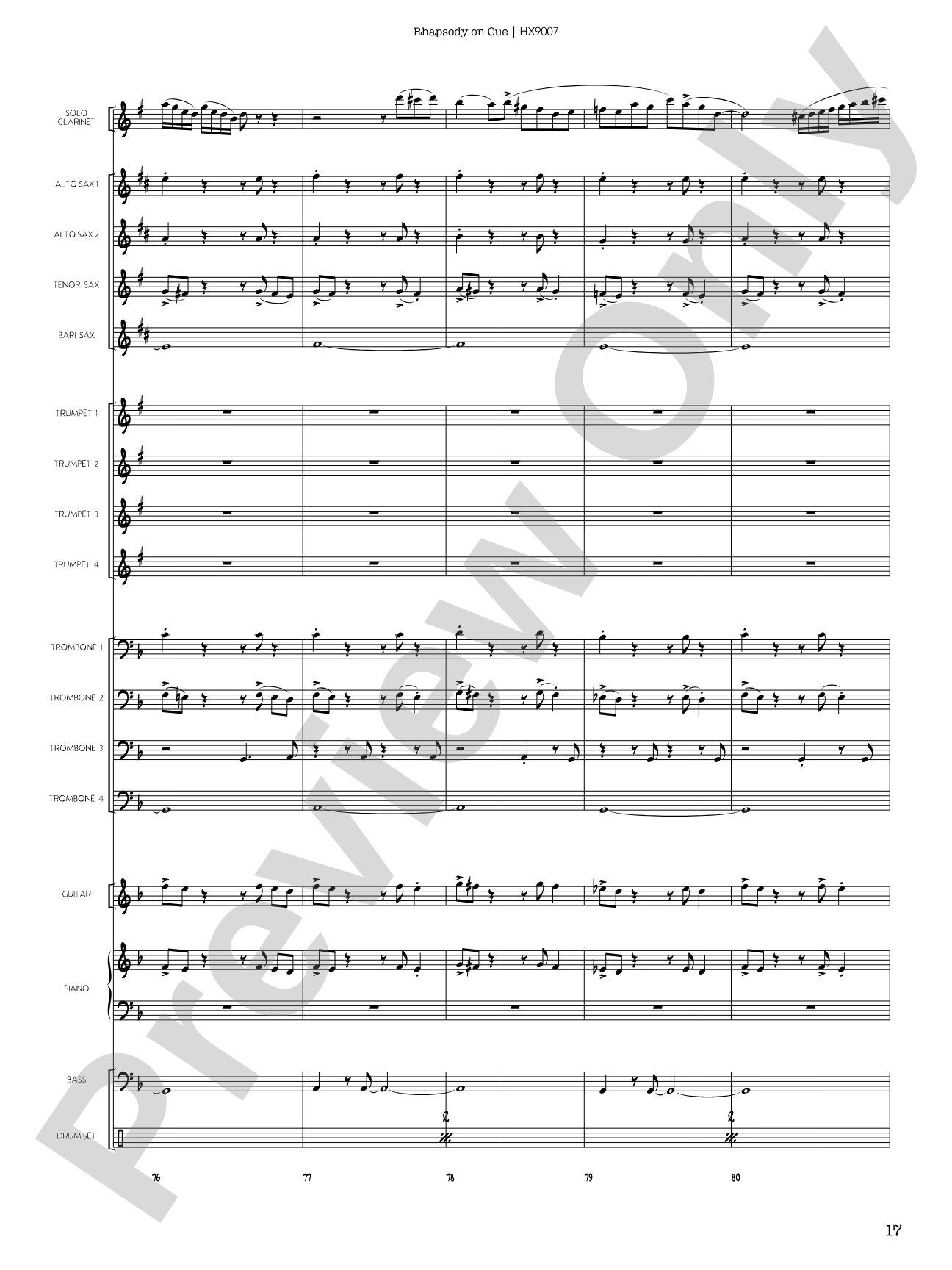 Rhapsody on Cue: Score
