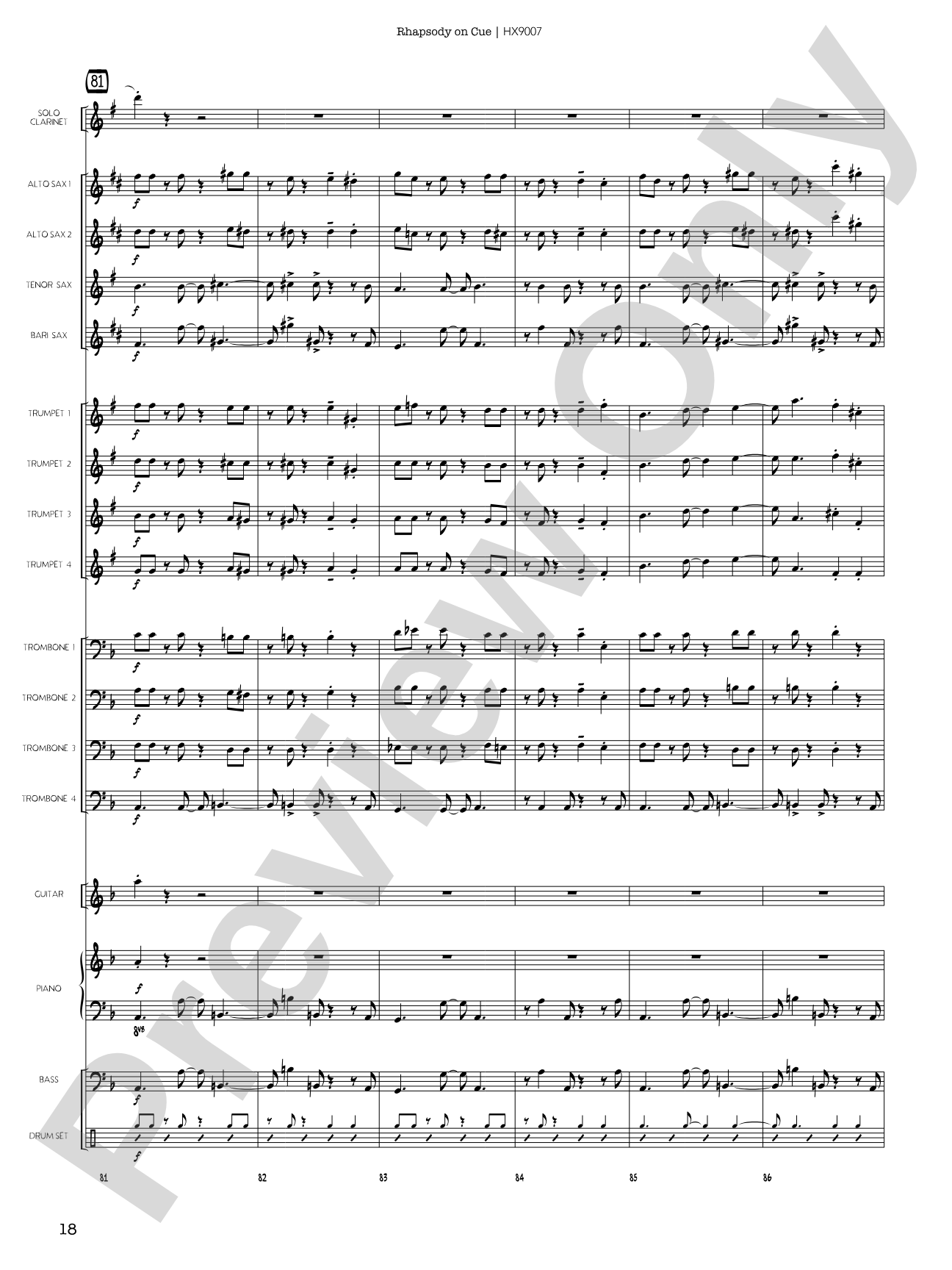 Rhapsody on Cue: Score