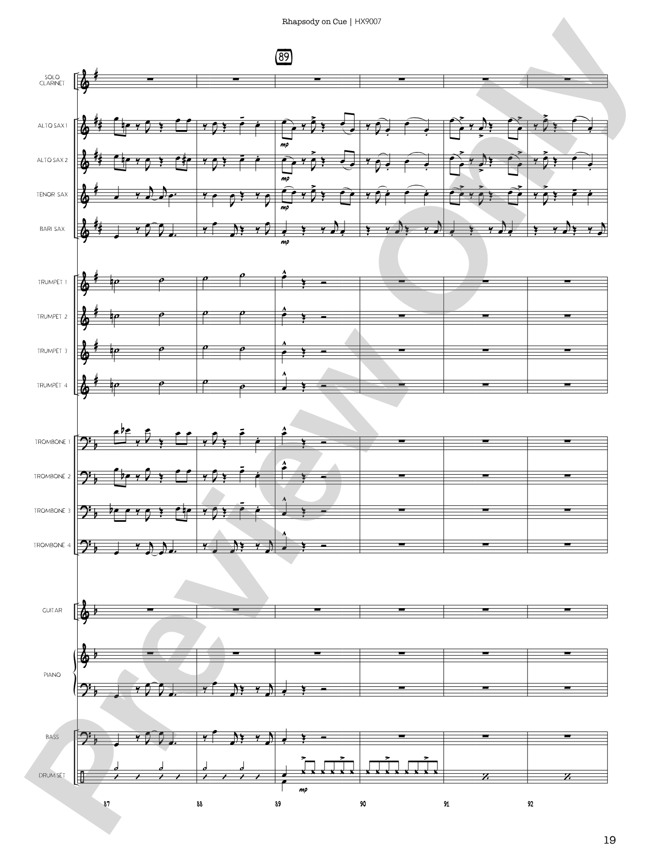 Rhapsody on Cue: Score