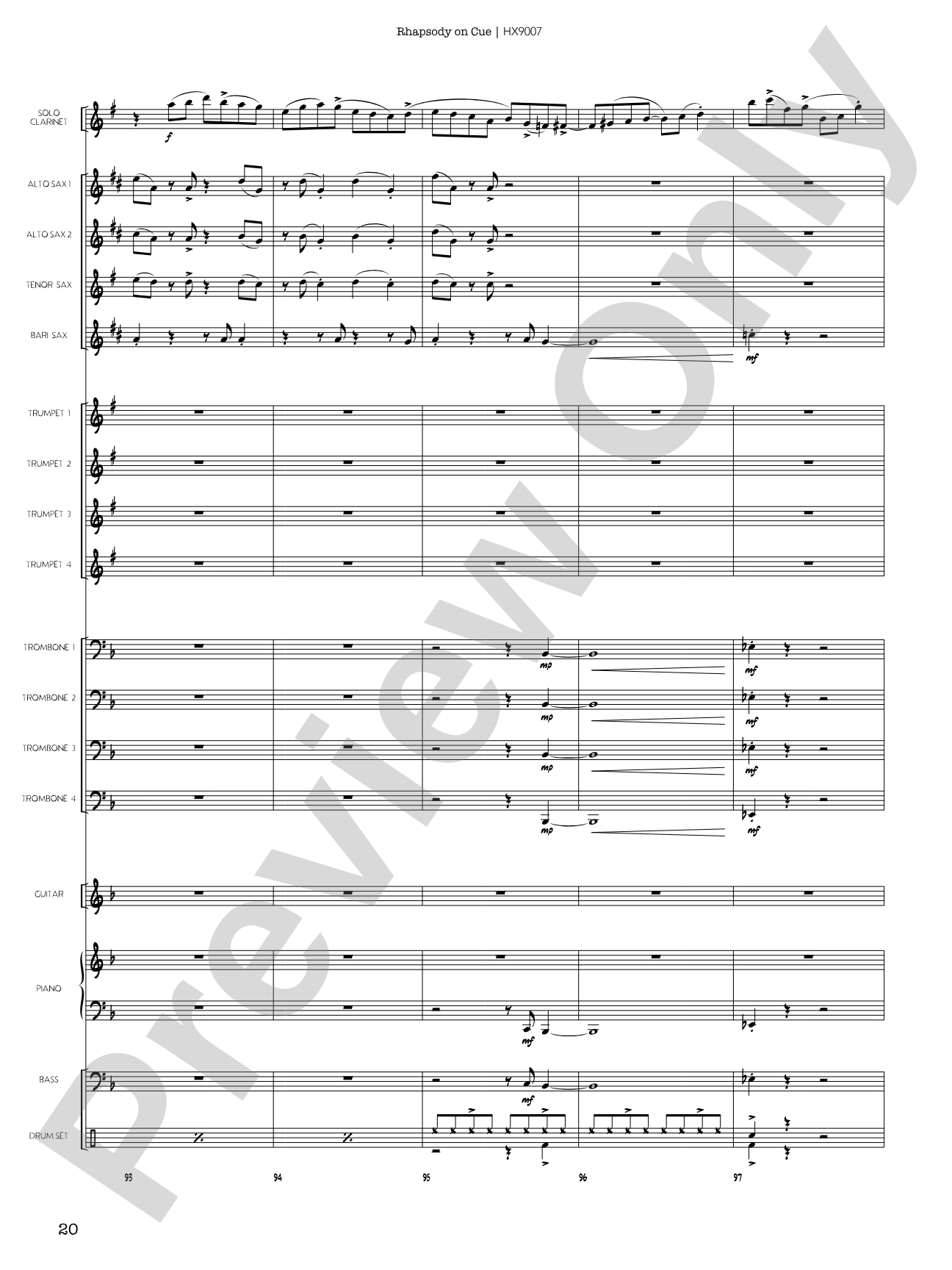Rhapsody on Cue: Score