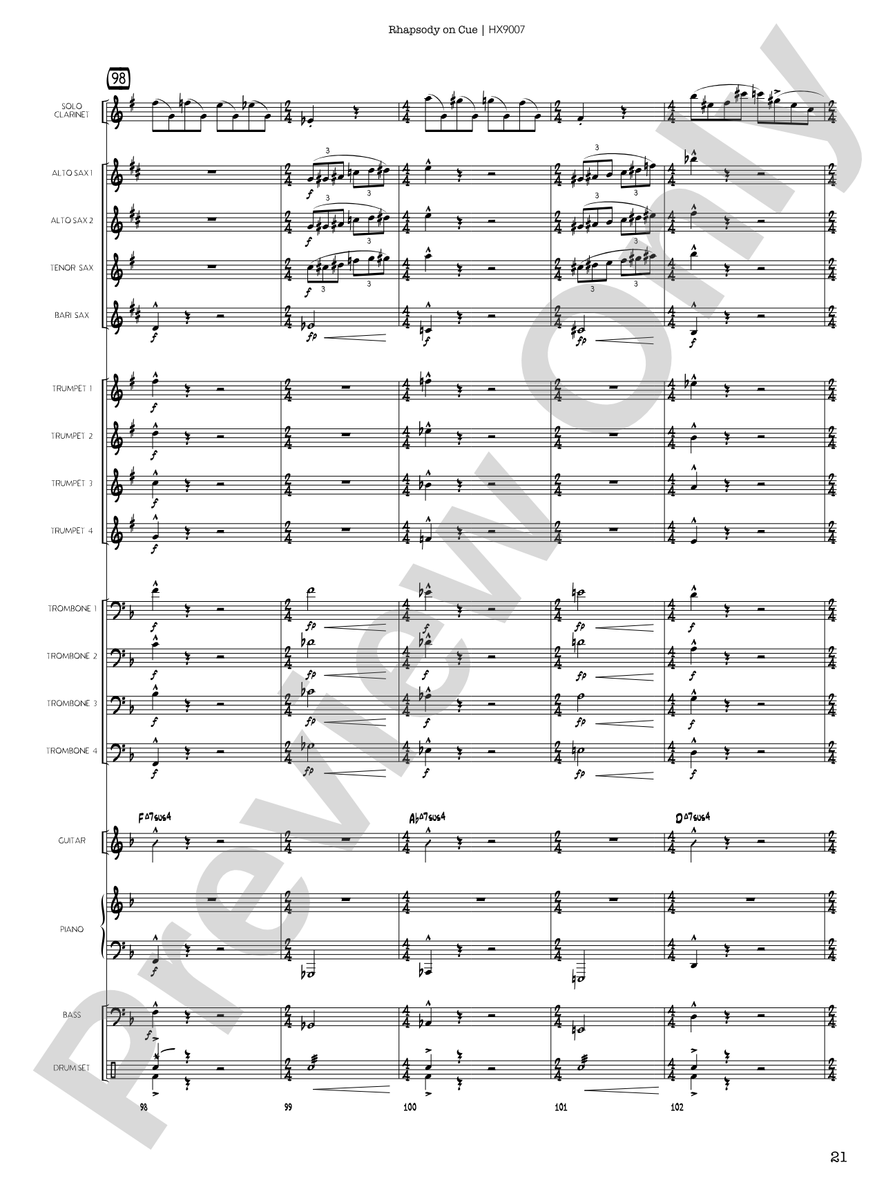Rhapsody on Cue: Score