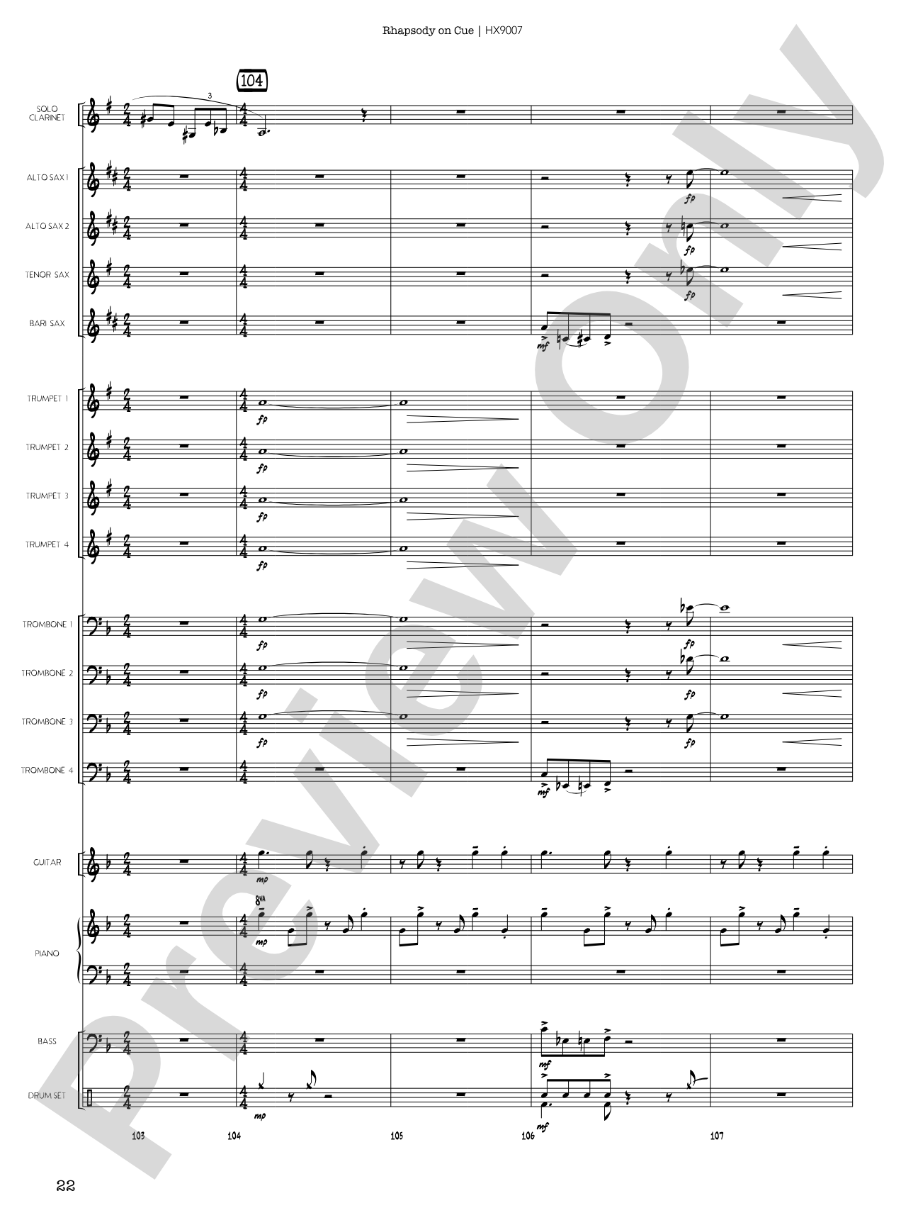 Rhapsody on Cue: Score