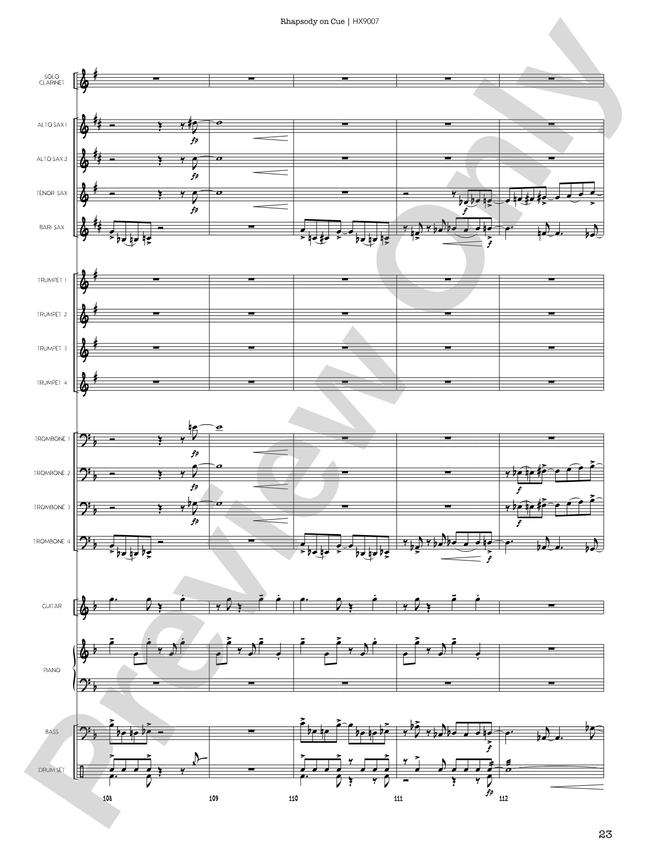 Rhapsody on Cue: Score