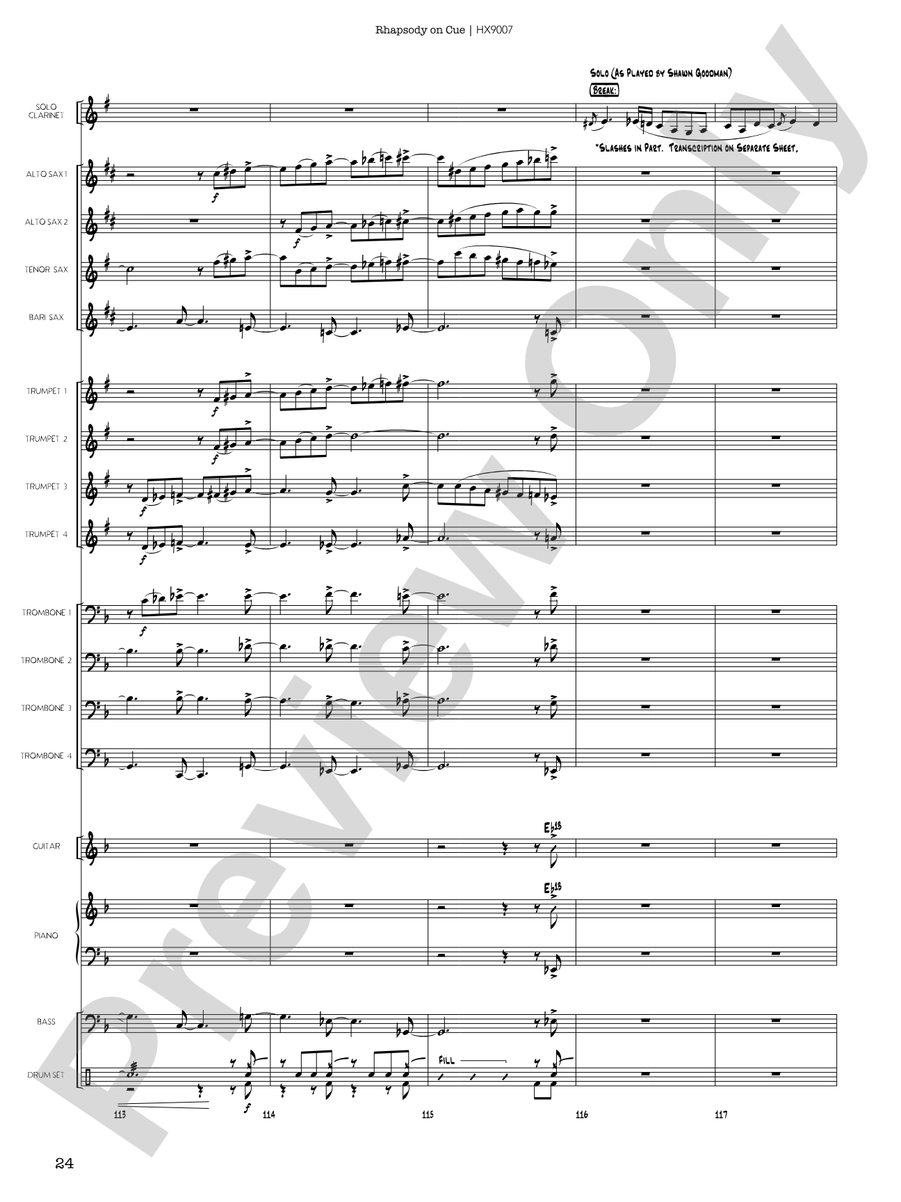Rhapsody on Cue: Score