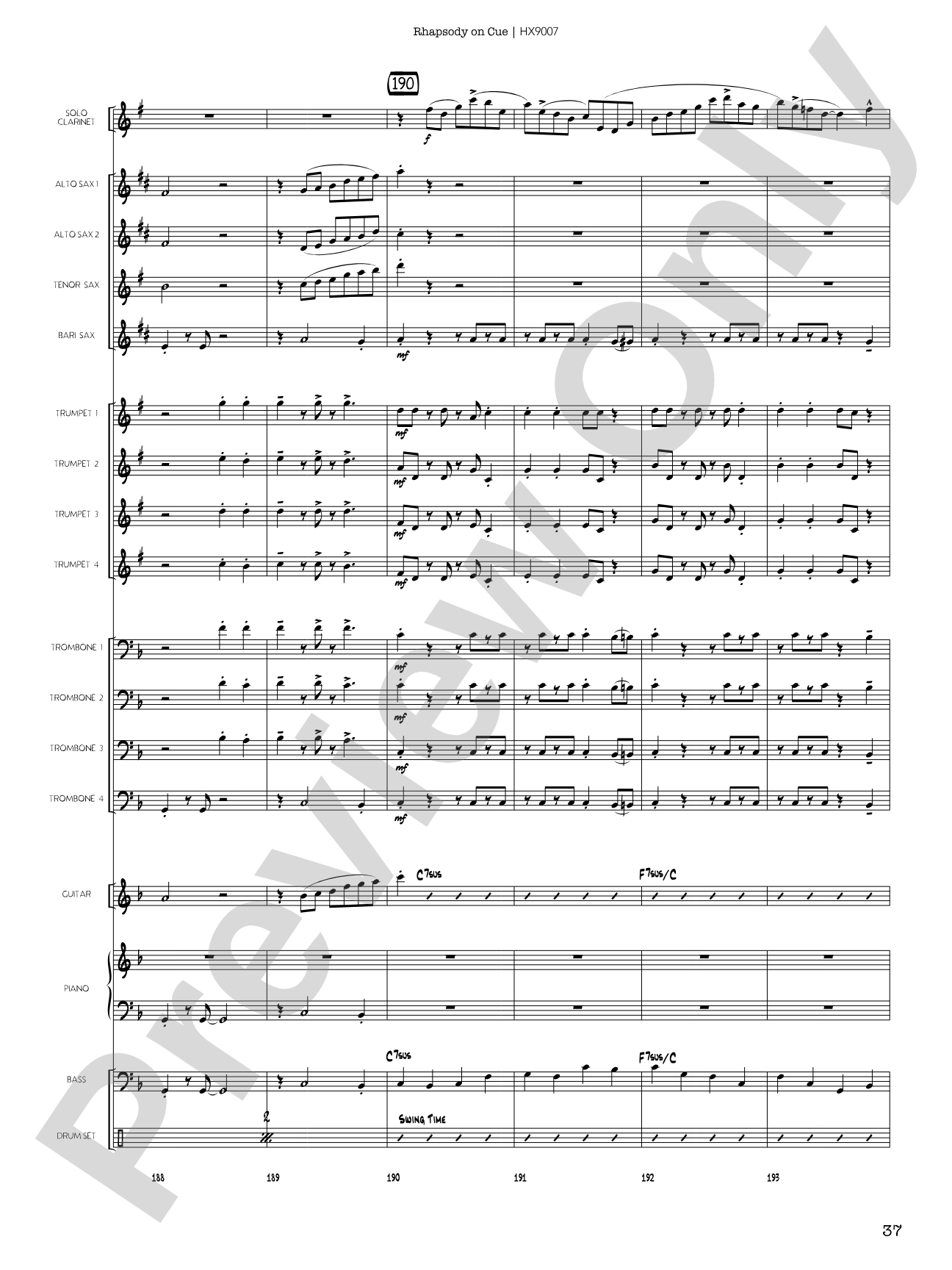 Rhapsody on Cue: Score