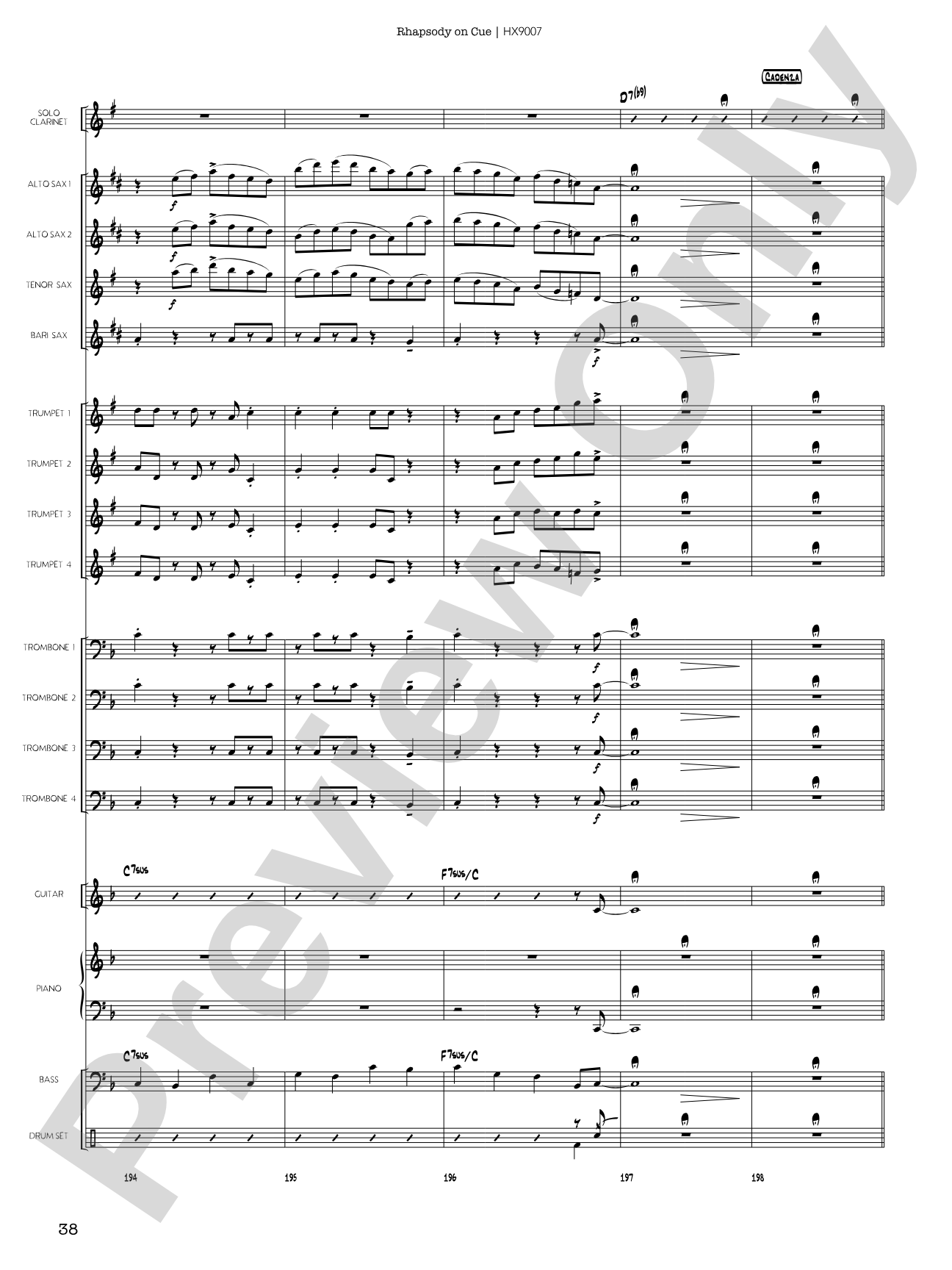 Rhapsody on Cue: Score