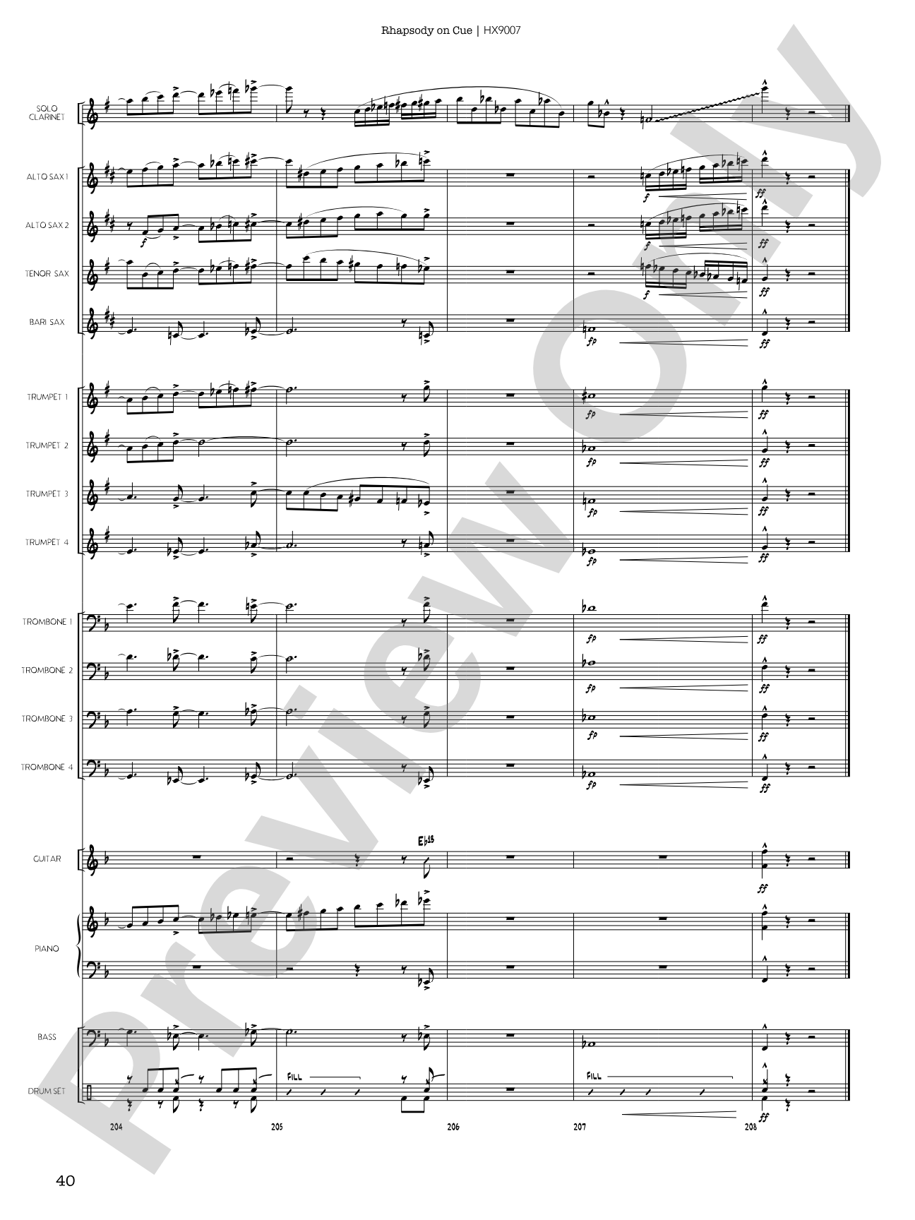 Rhapsody on Cue: Score