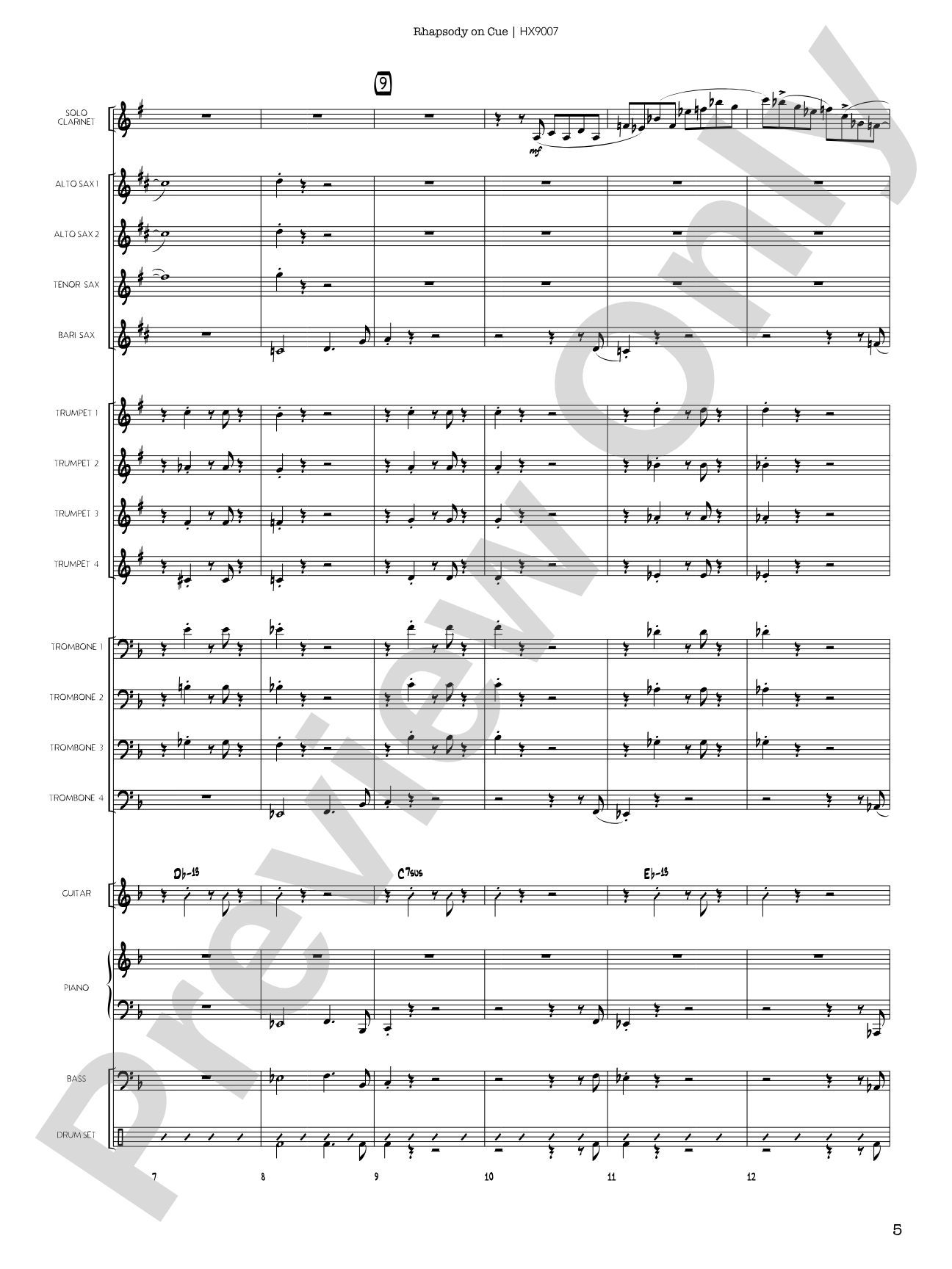 Rhapsody on Cue: Score