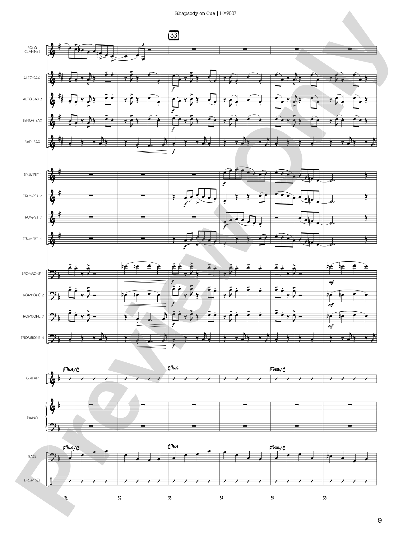 Rhapsody on Cue: Score
